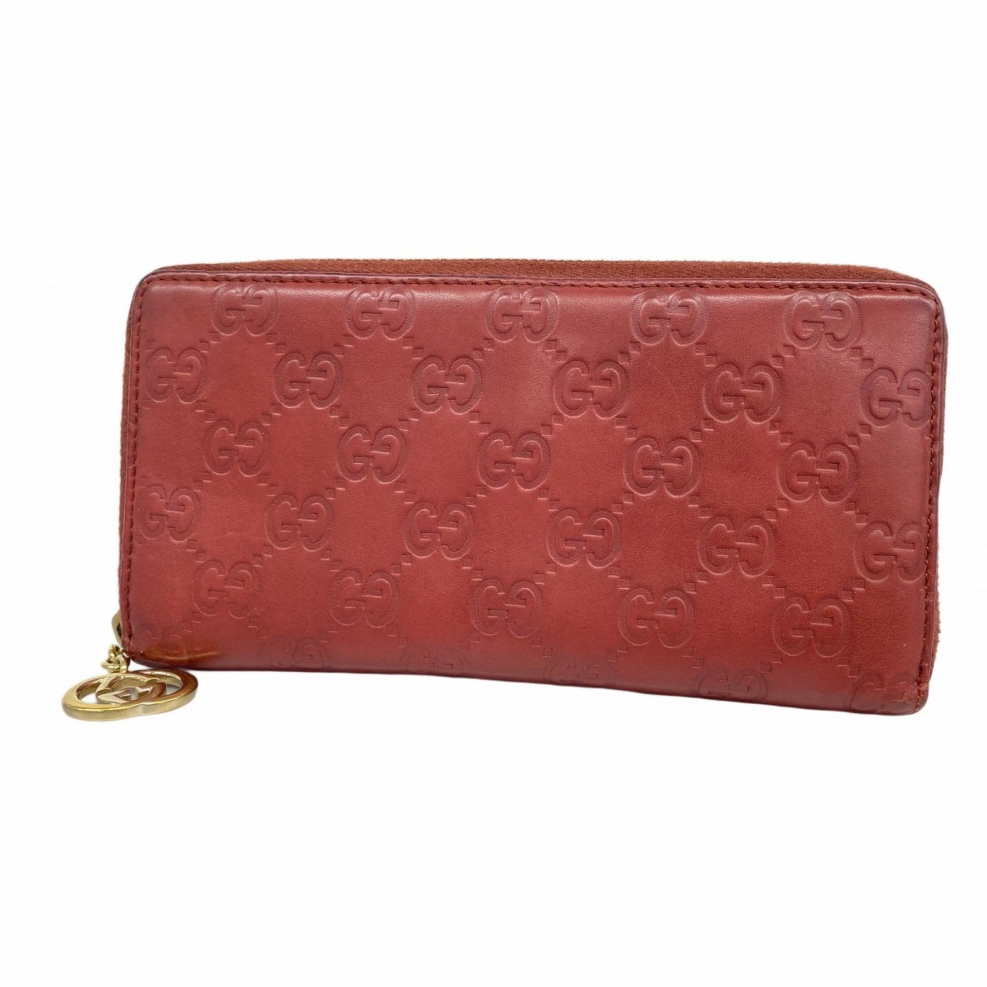 Gucci Red Color Leather Long Wallet (Bi-Fold) (Pre-Owned)