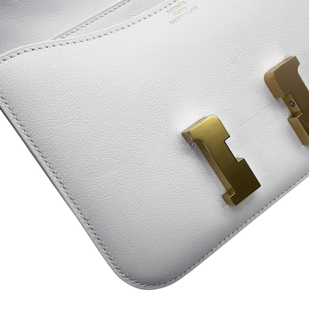 Hermes White Evercalf Leather Shoulder Bag (Pre-Owned)