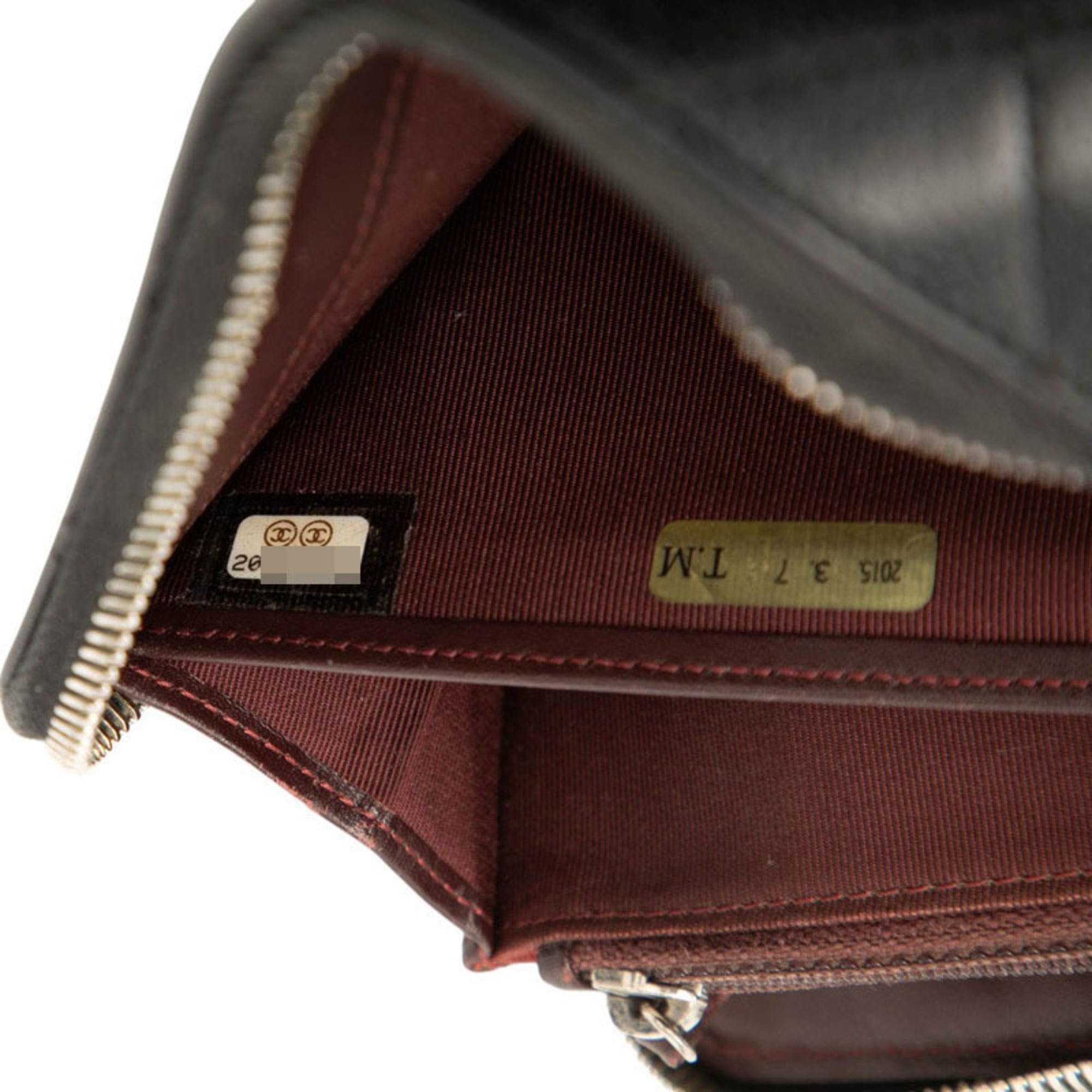 Chanel Black Grained Calfskin Long Wallet (Bi-Fold) (Pre-Owned)