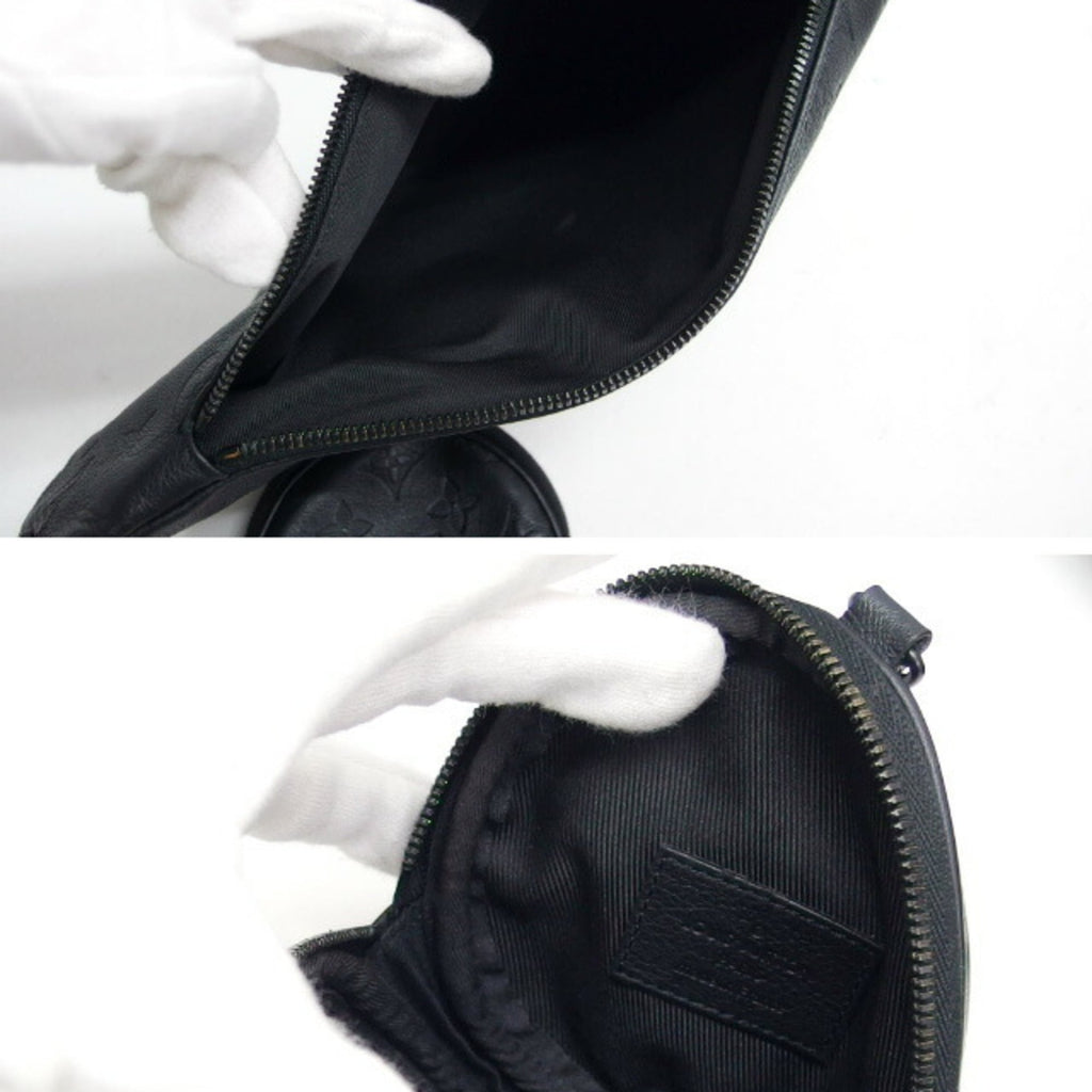 Louis Vuitton Black Noir Monogram Shadow Leather Shoulder Bag Sling Bag (Pre-Owned)