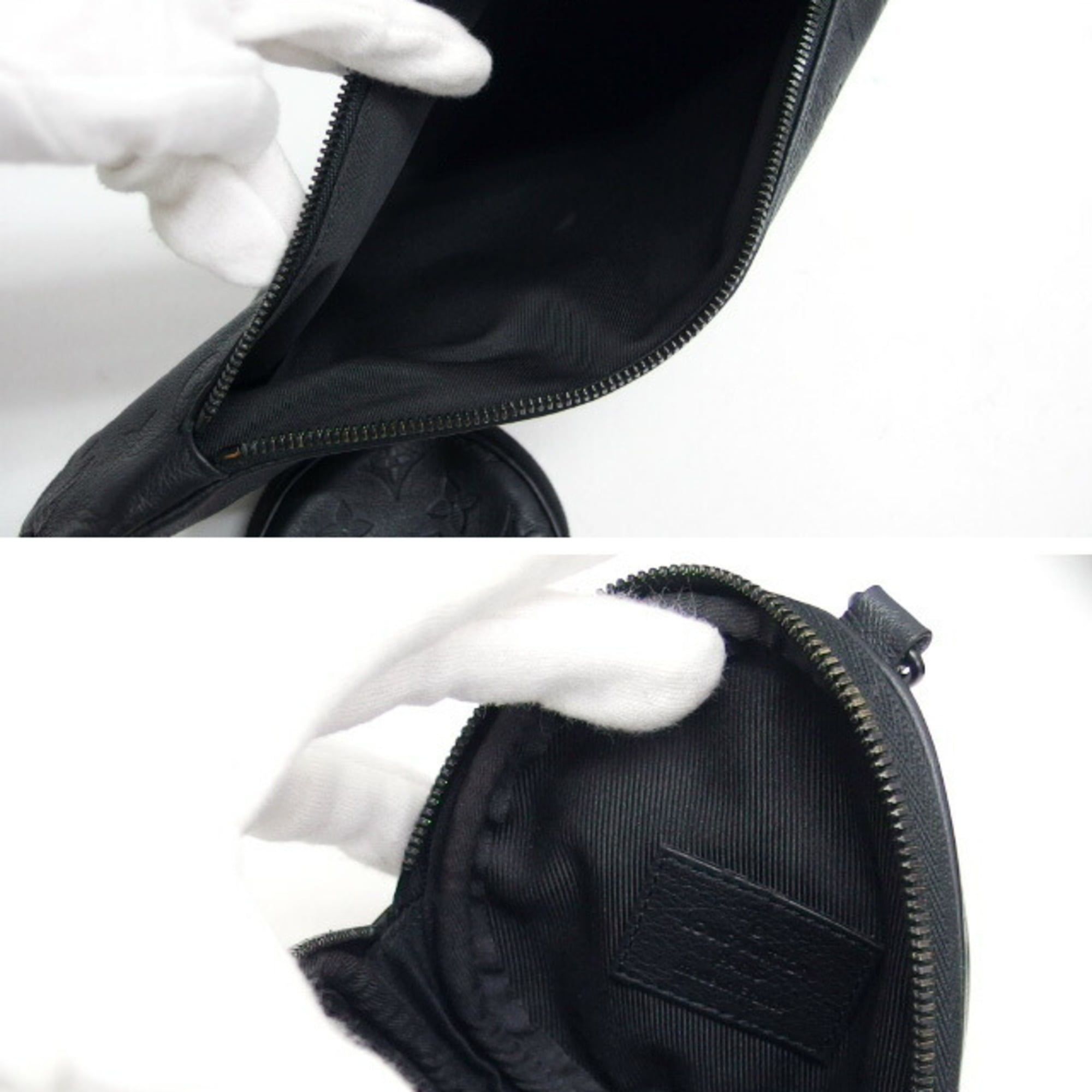 Louis Vuitton Black Noir Monogram Shadow Leather Shoulder Bag Sling Bag (Pre-Owned)