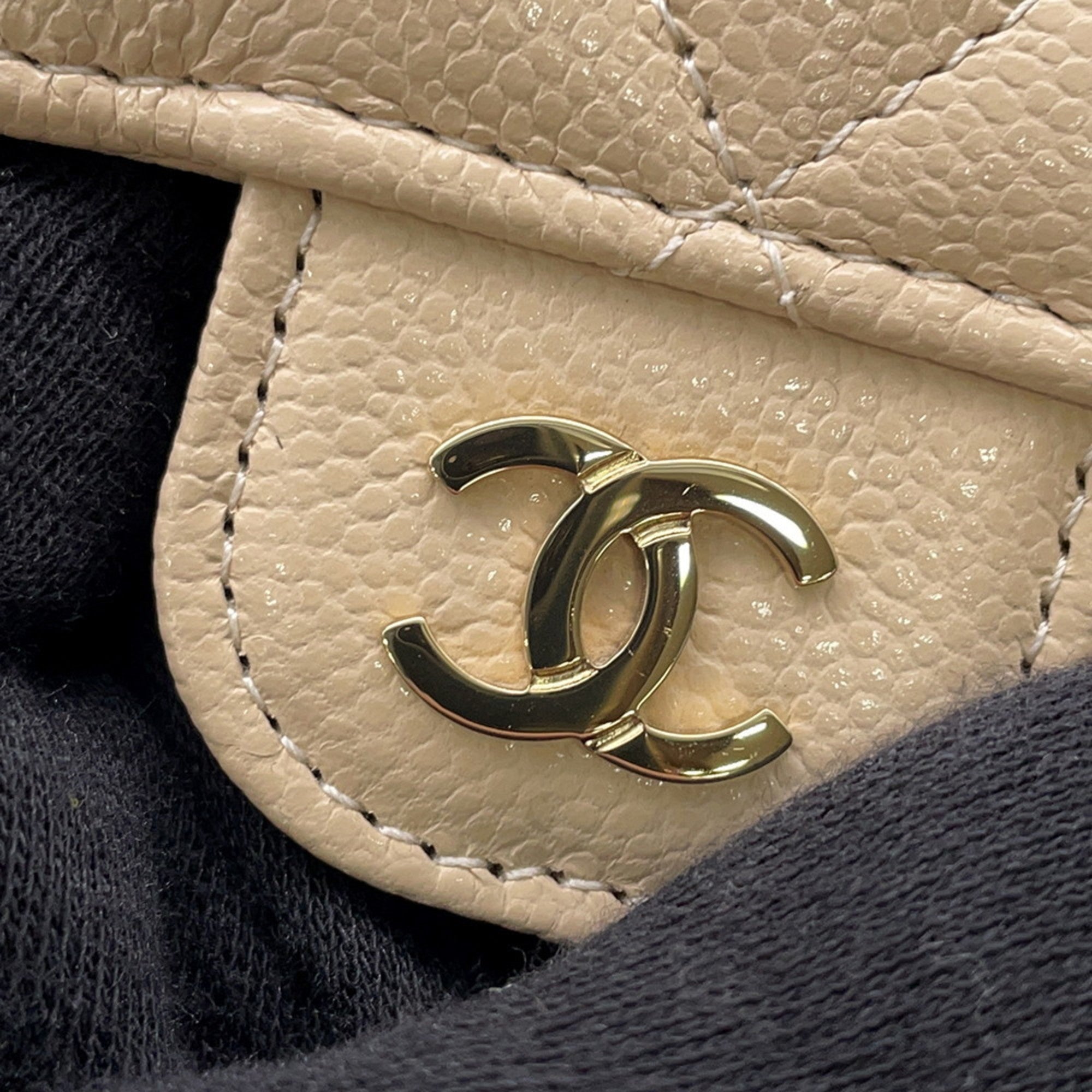 Chanel Matelasse Beige Grained Calfskin Wallet (Tri-Fold) (Pre-Owned)