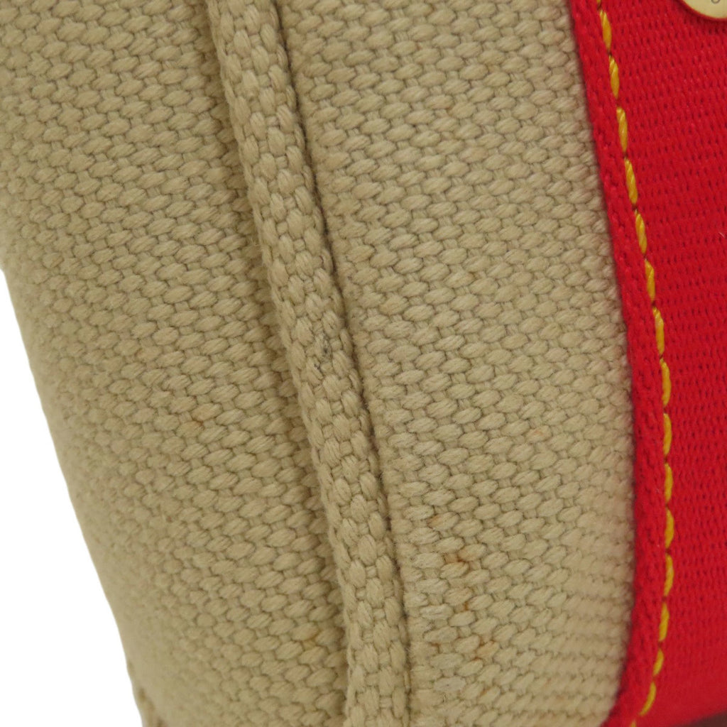 Louis Vuitton Beige Red Color Canvas Handbag (Pre-Owned)