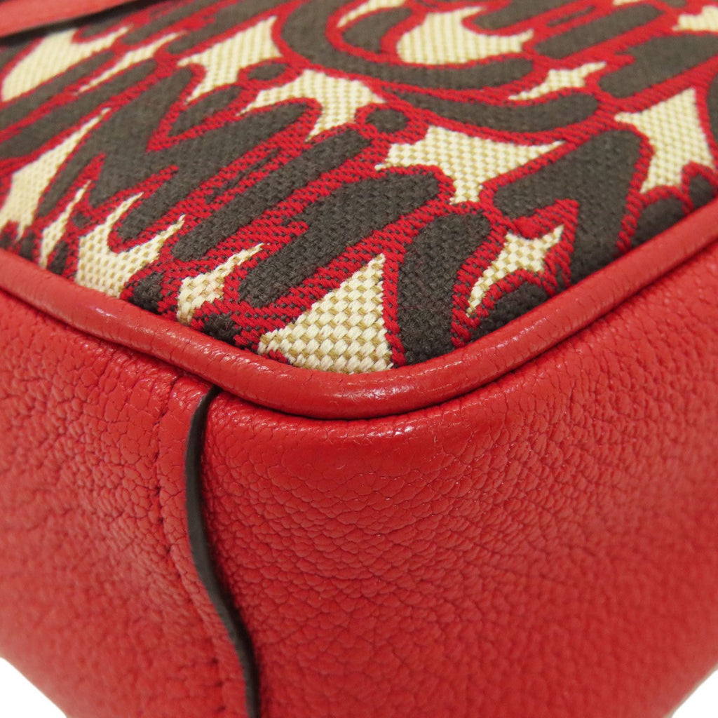 Miu Miu Red Color Canvas Shoulder Bag (Pre-Owned)