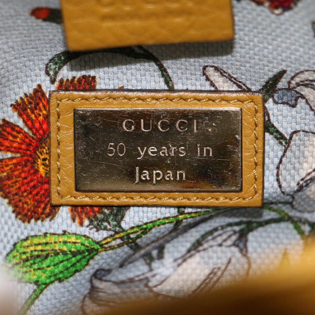 Gucci Mustard Leather Canvas Handbag Shoulder Bag (Pre-Owned)