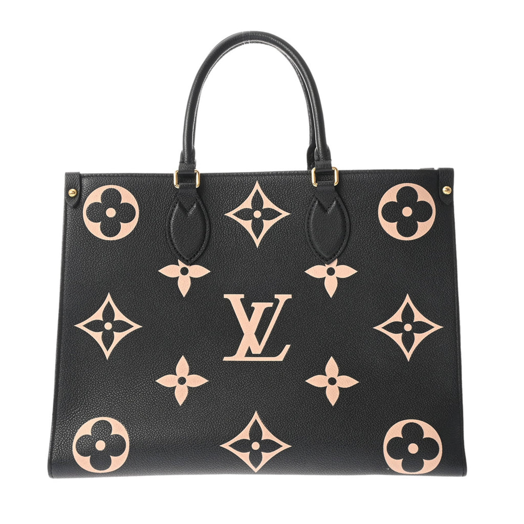 Louis Vuitton Beige Black Leather Handbag (Pre-Owned)