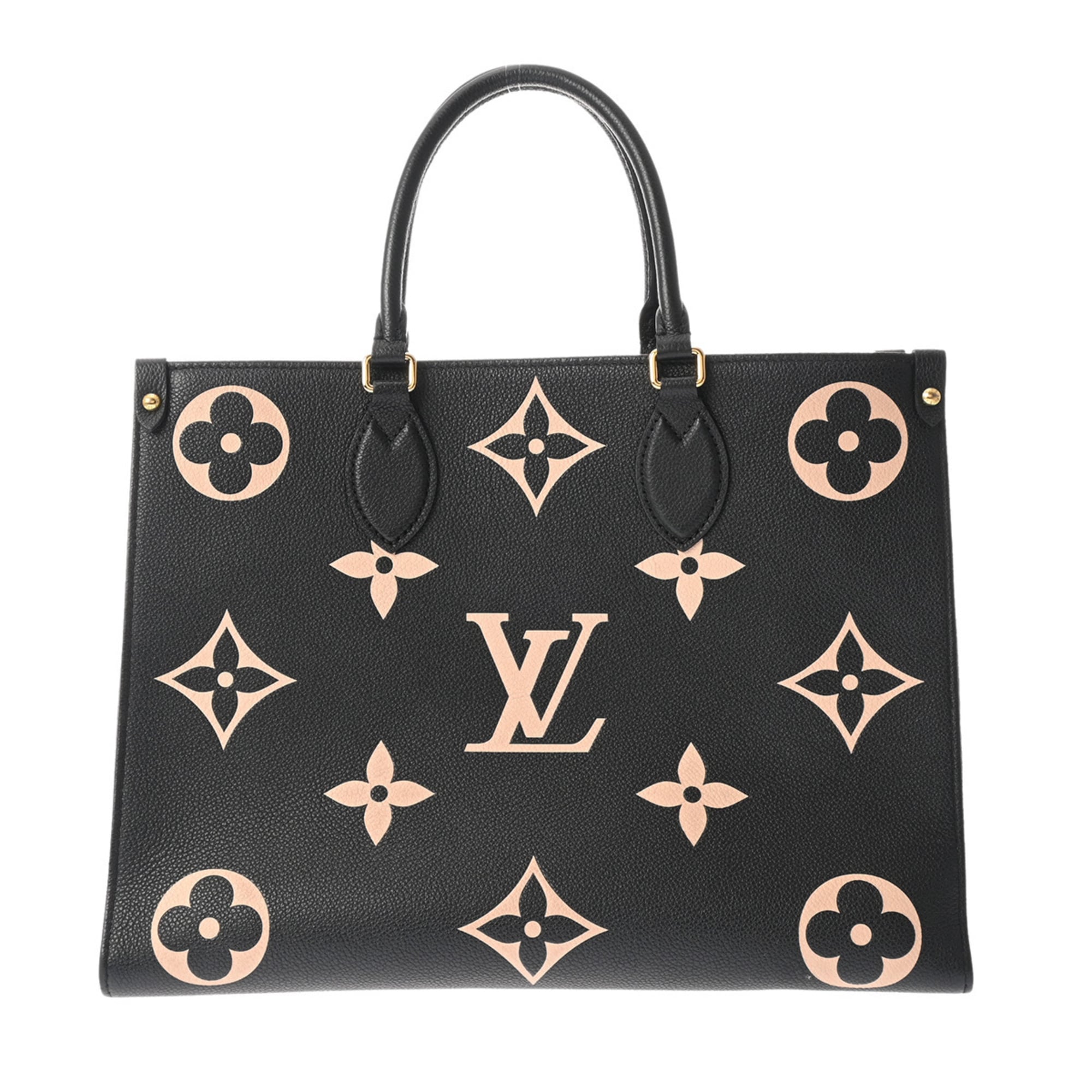 Louis Vuitton Beige Black Leather Handbag (Pre-Owned)