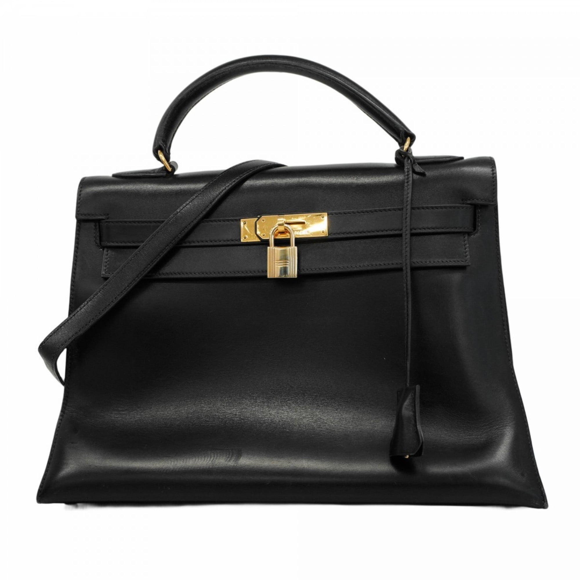 Hermes Black Box Calf Leather Handbag (Pre-Owned)