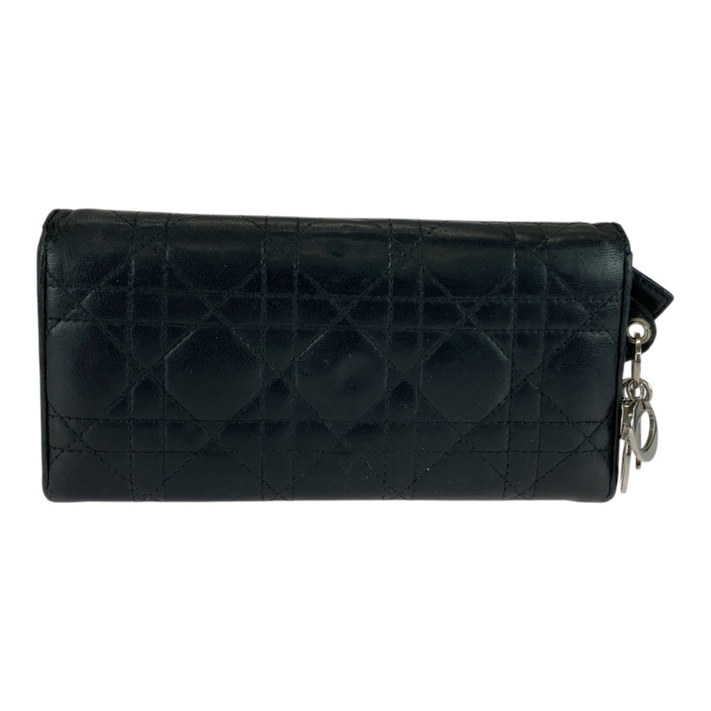 Christian Dior Black Leather Long Wallet (Bi-Fold) (Pre-Owned)