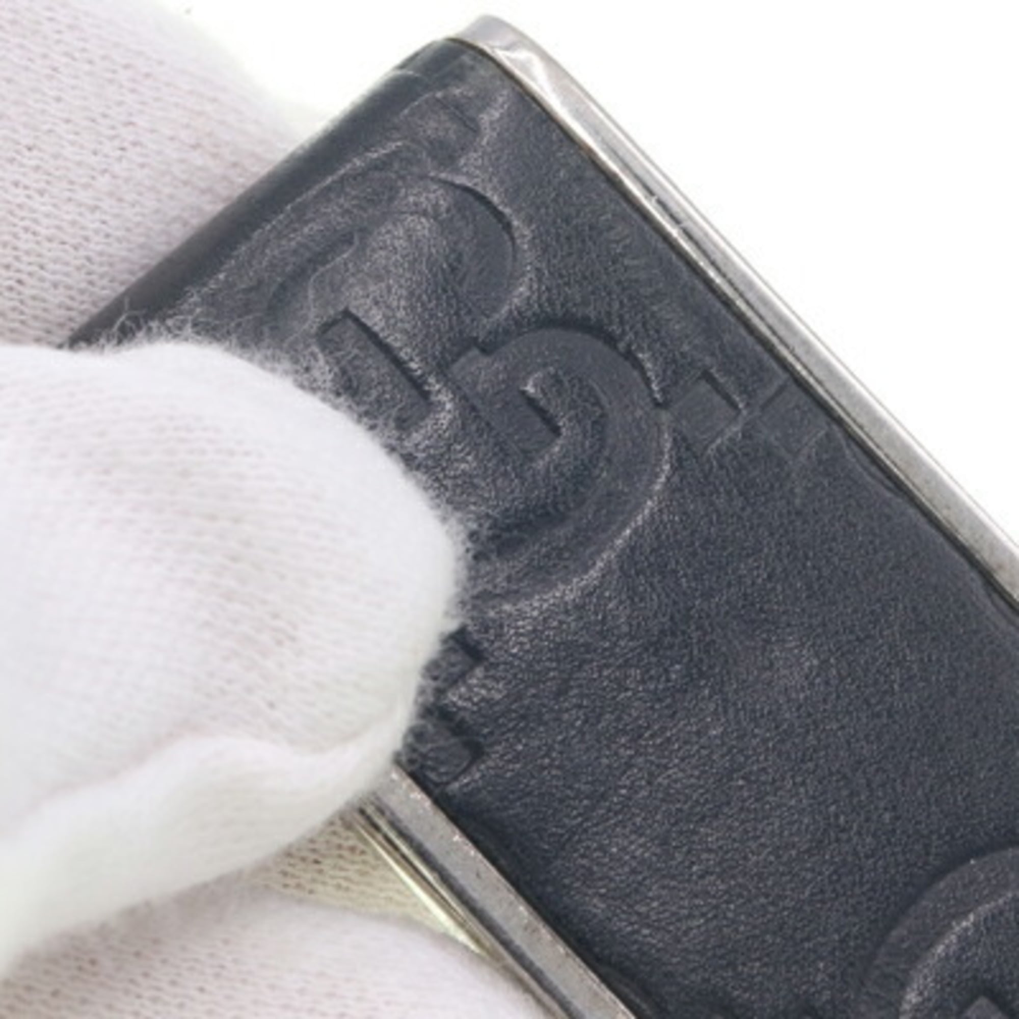 Gucci Silver Black Leather Metal Money Clip (Pre-Owned)