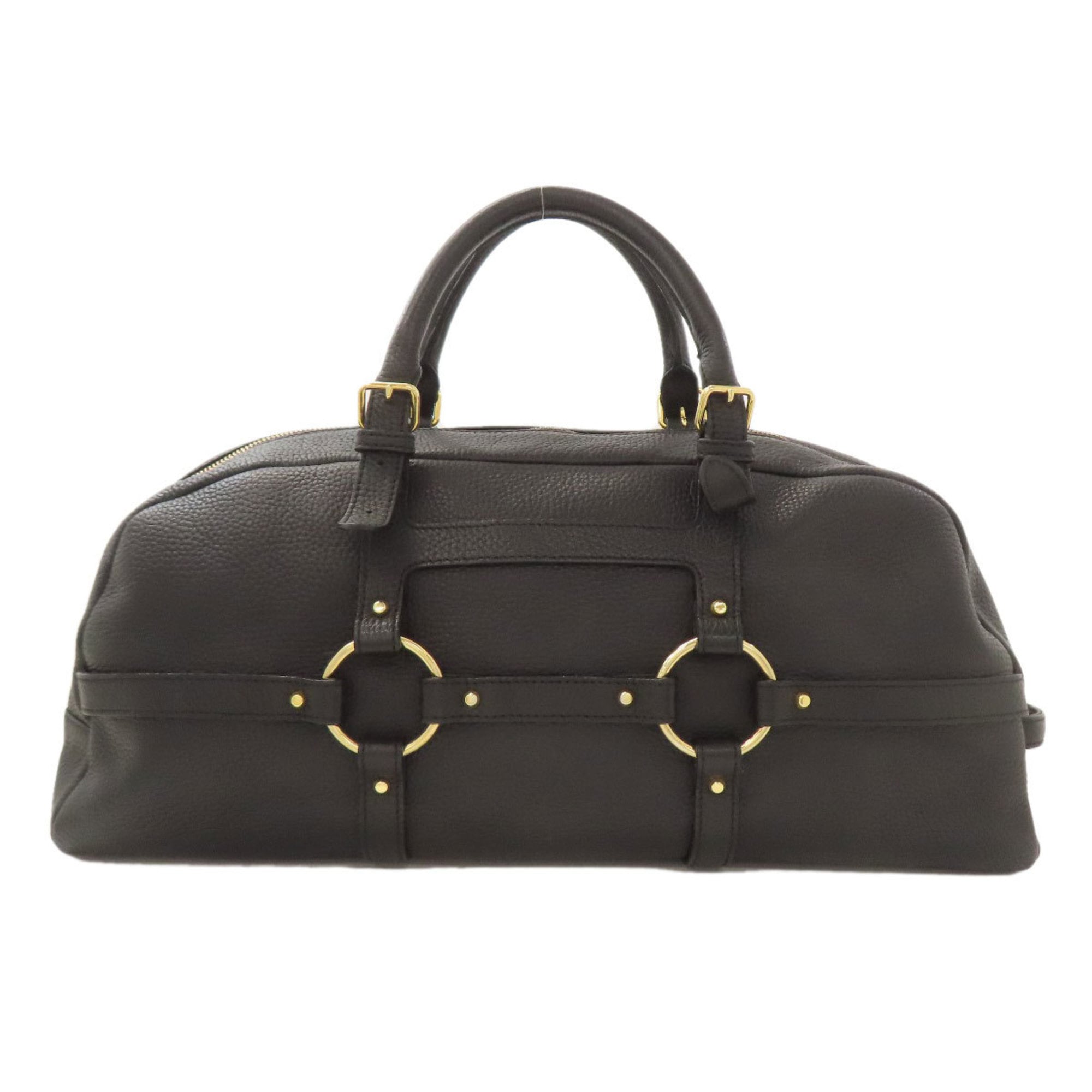A.D.M.J Black Leather Boston Bag (Pre-Owned)