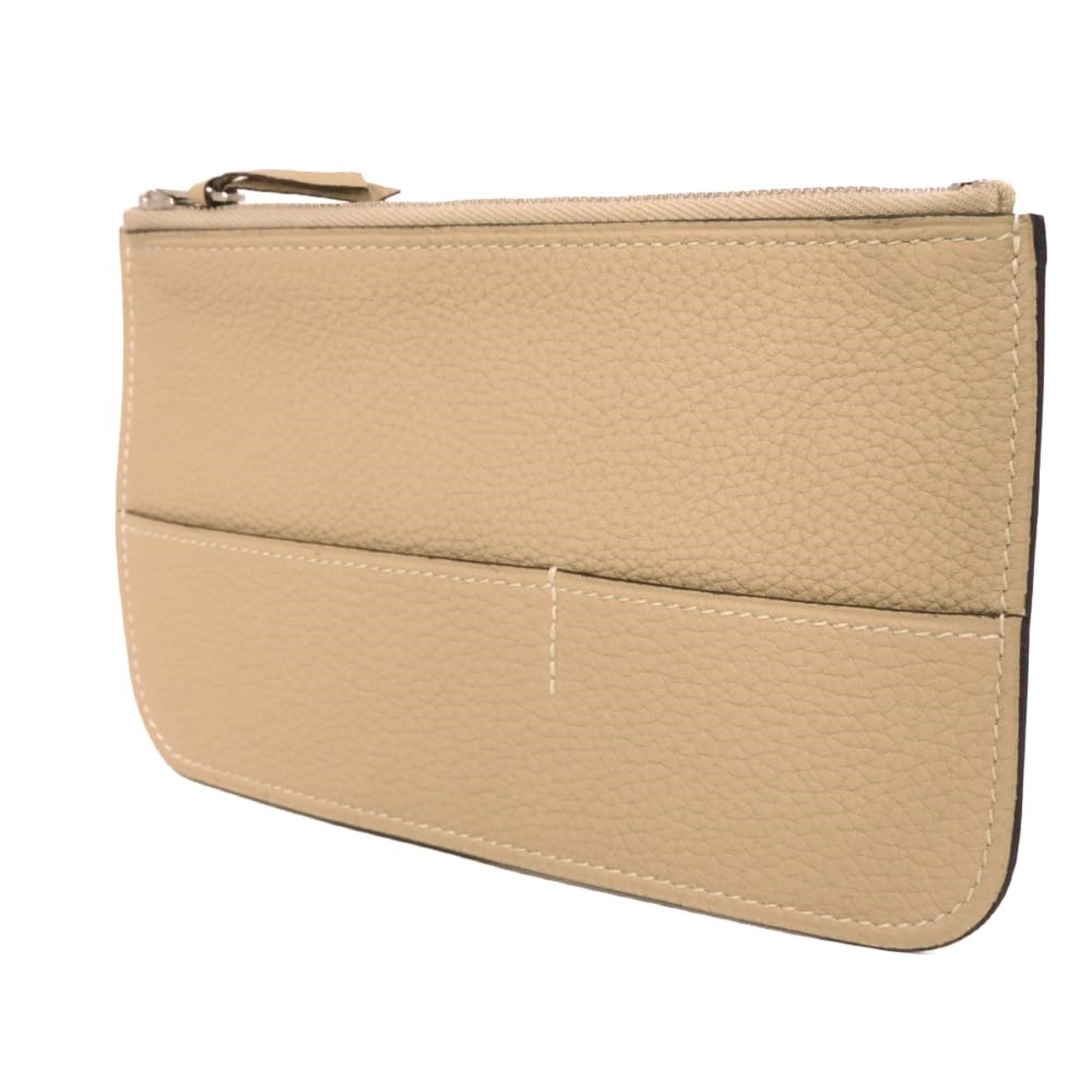 Hermes Beige Taurillon Clemence Leather Coin Purse/Coin Case (Pre-Owned)