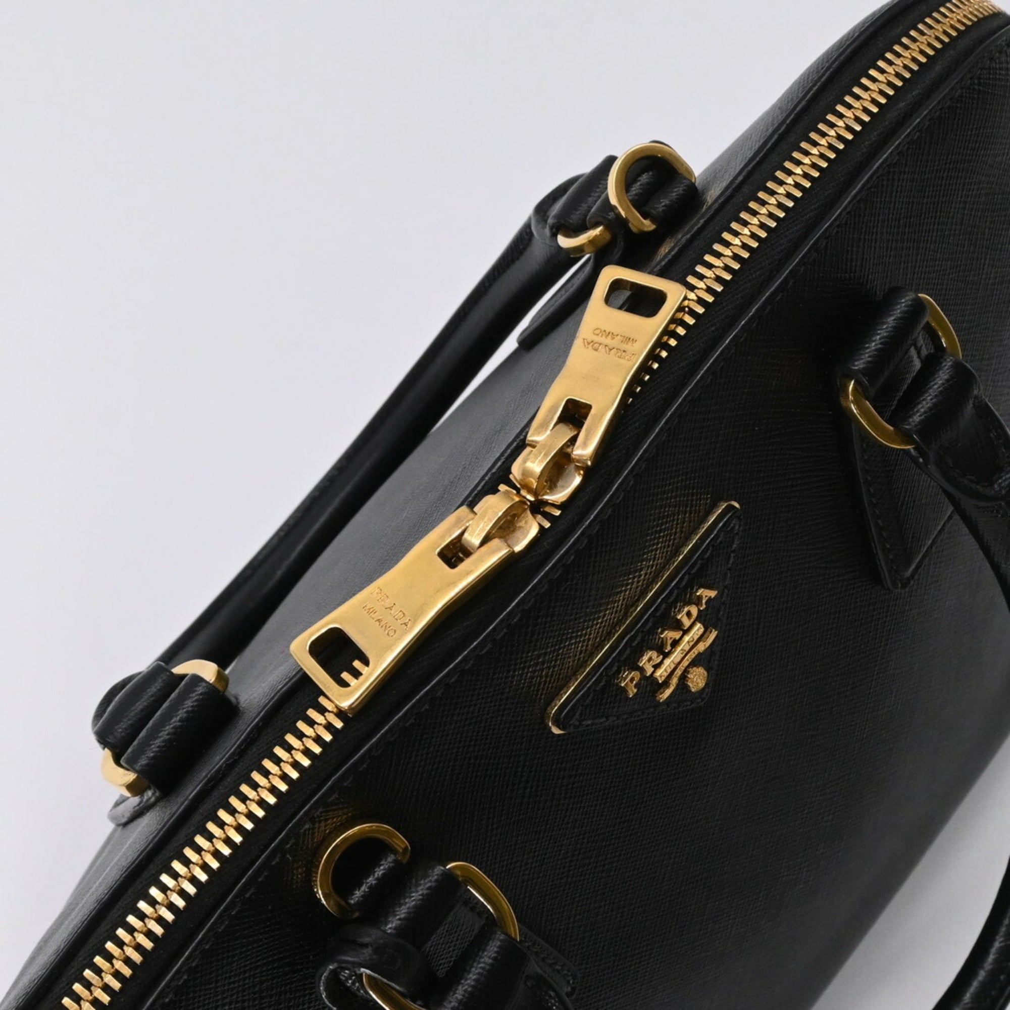 Prada Black Saffiano Triangle Handbag (Pre-Owned)