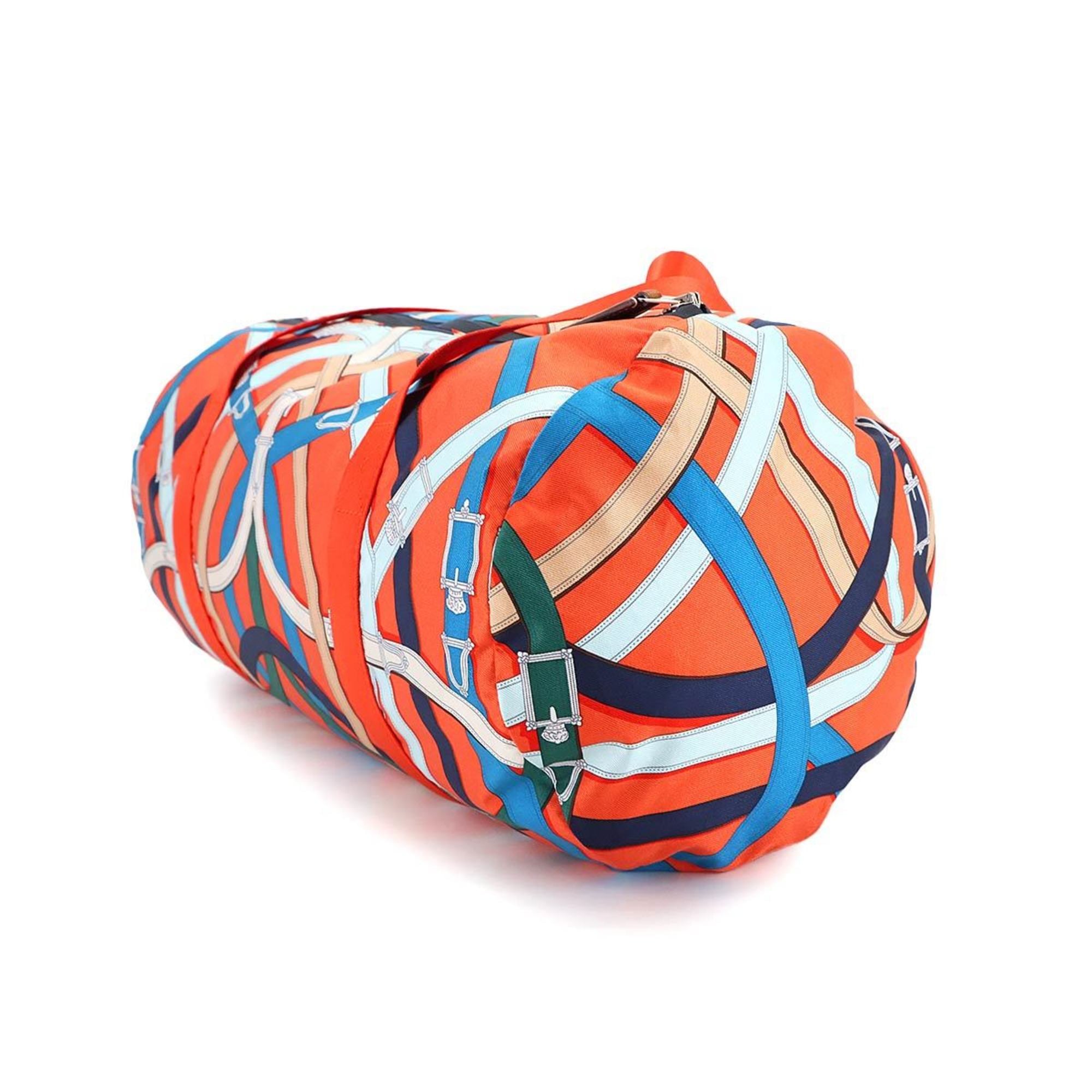 Hermes Multi-Color Orange Silk Leather Shoulder Bag (Pre-Owned)