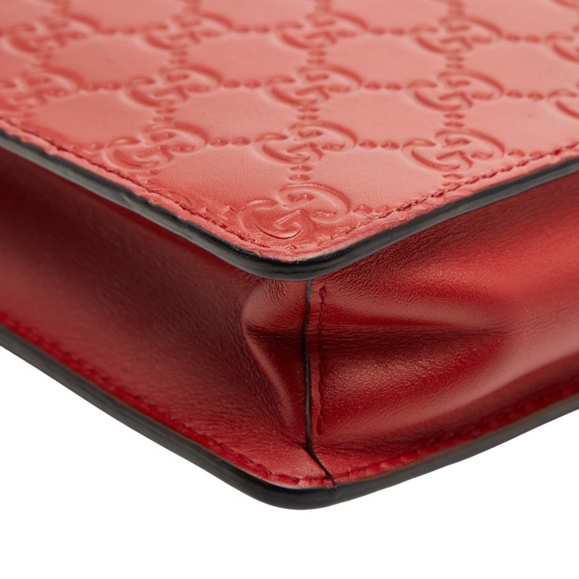 Gucci Red Color Leather Clutch Bag (Pre-Owned)
