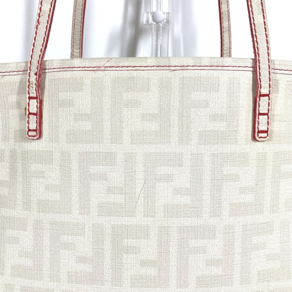 Fendi Zucca Red Color White Zucca Shoulder Bag Tote Bag (Pre-Owned)