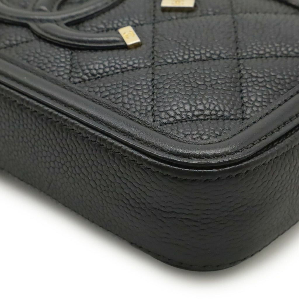 Chanel Black Grained Calfskin Pochette Shoulder Bag (Pre-Owned)
