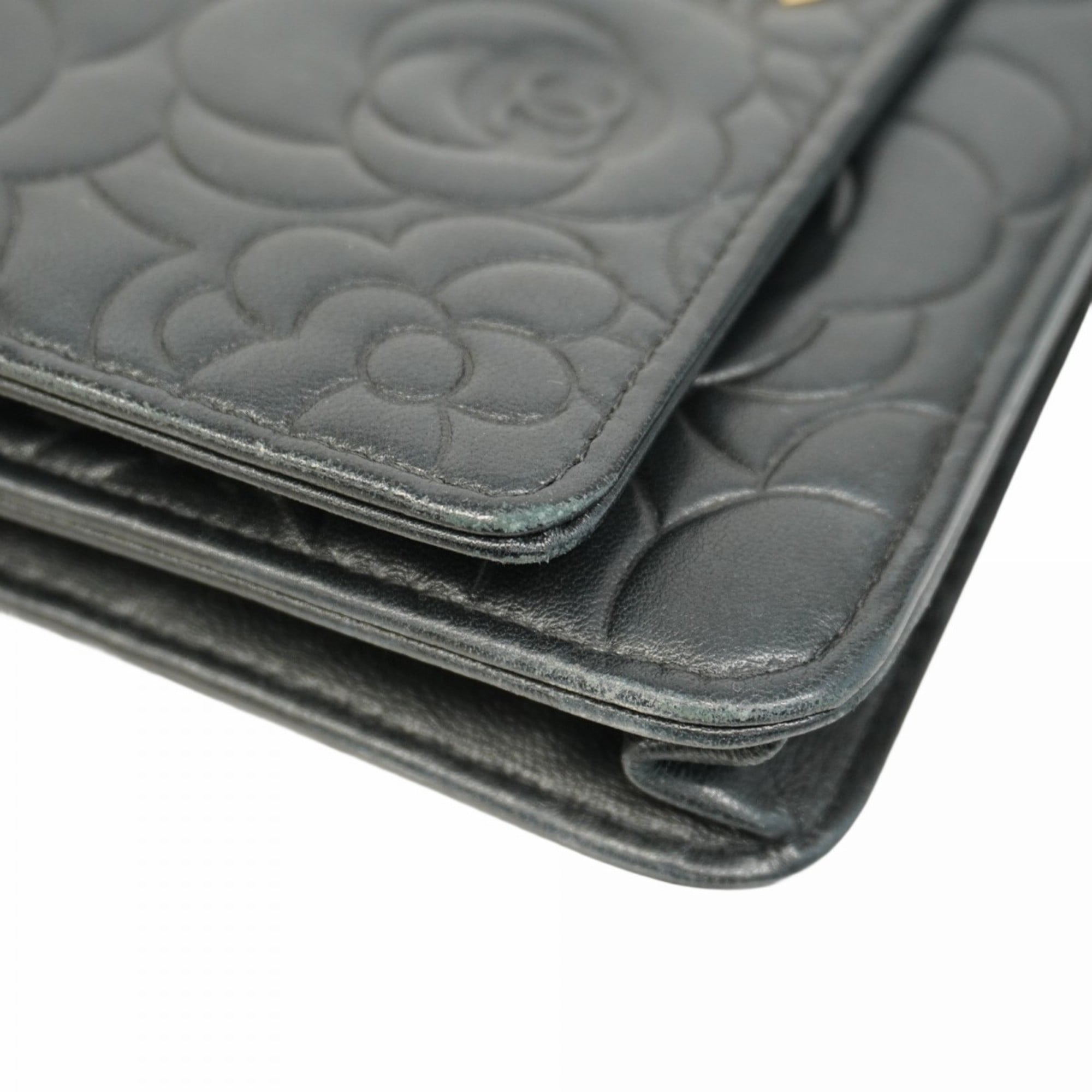 Chanel Black Leather Chain/Shoulder Wallet (Pre-Owned)