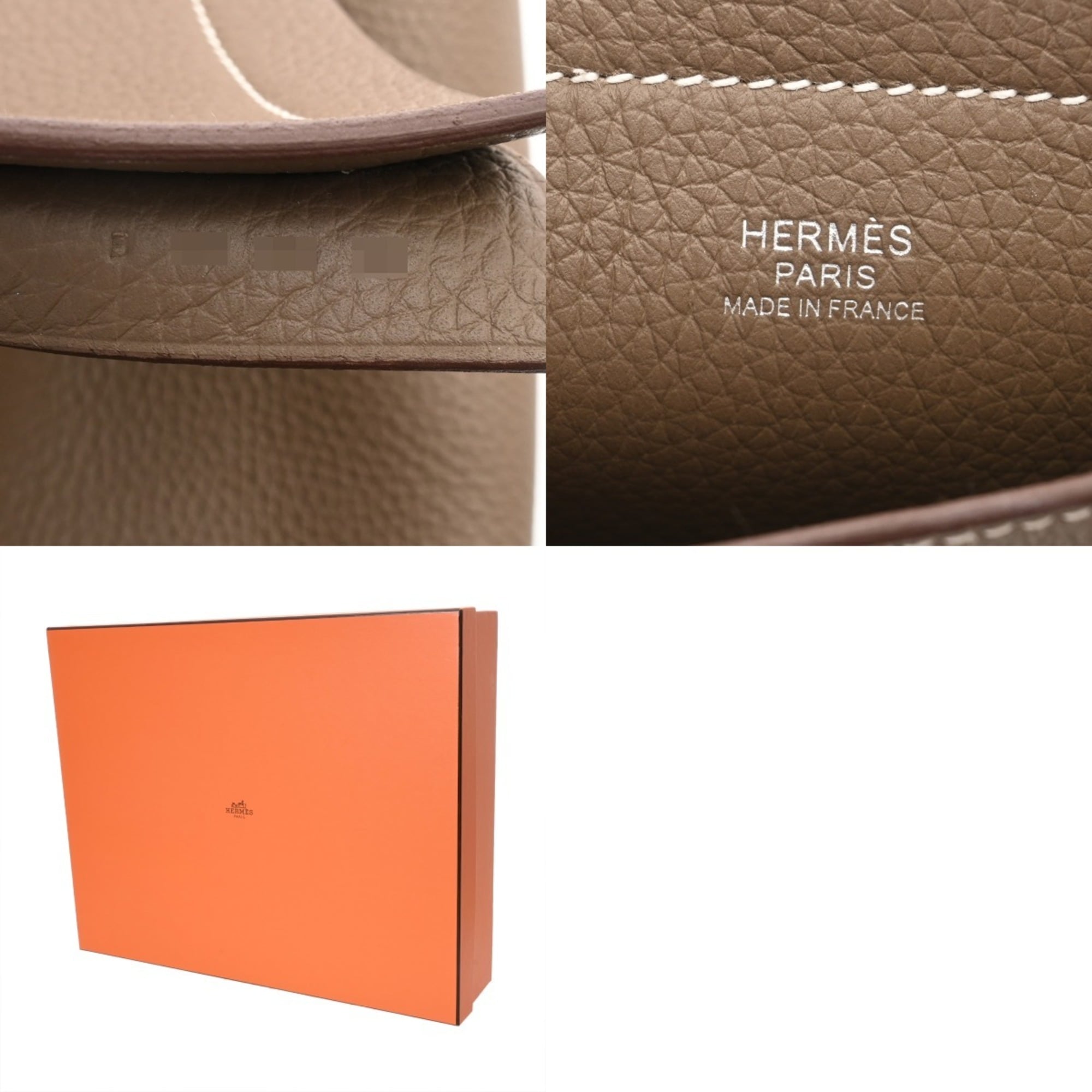 Hermes Etoupe Gray Taurillon Clemence Leather Tote Bag (Pre-Owned)
