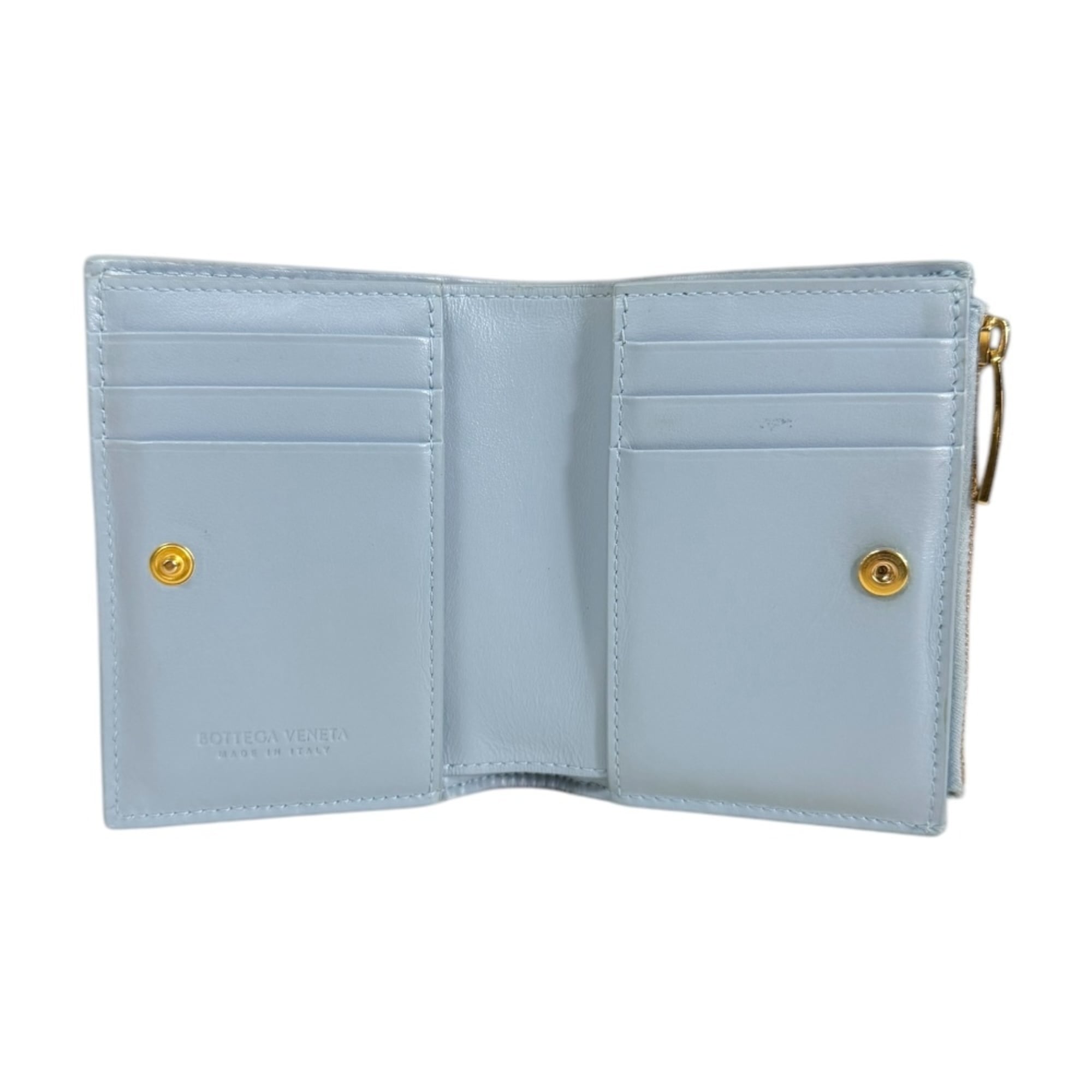 Bottega Veneta Intrecciato Blue Leather Wallet (Bi-Fold) (Pre-Owned)