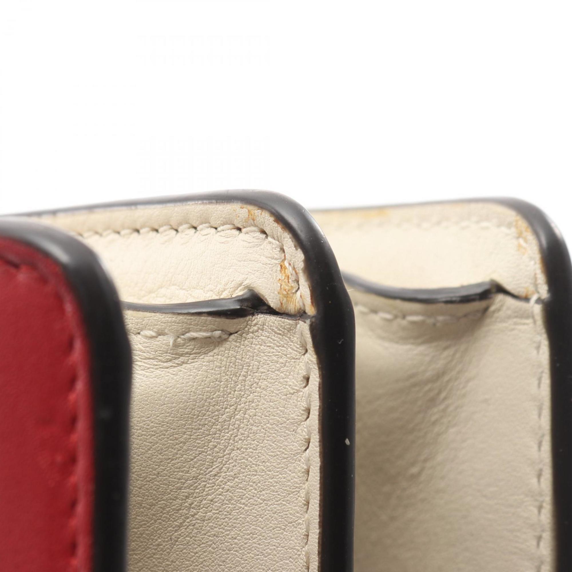 Gucci Ivory Navy Red Color Leather Handbag (Pre-Owned)