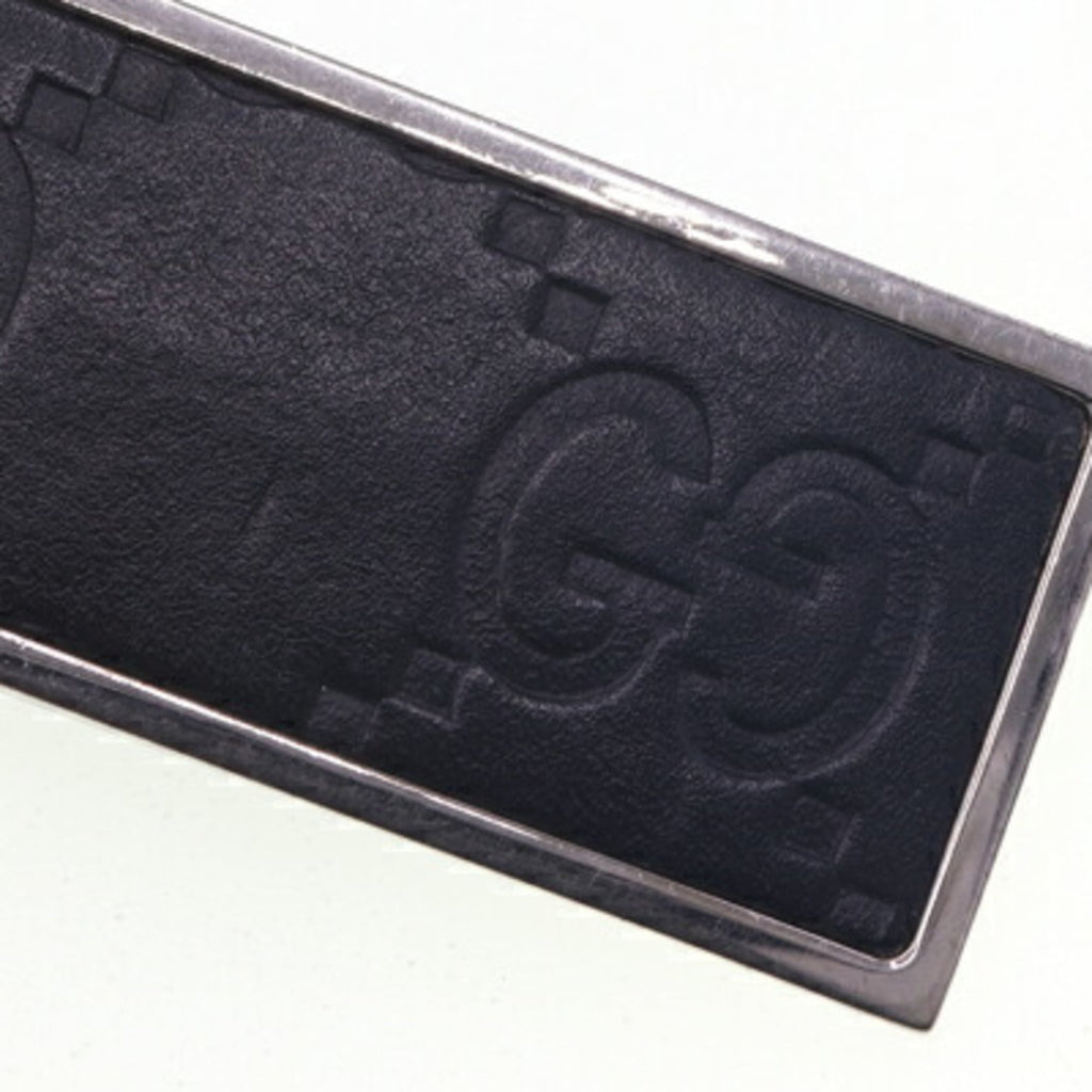 Gucci Silver Black Leather Metal Money Clip (Pre-Owned)
