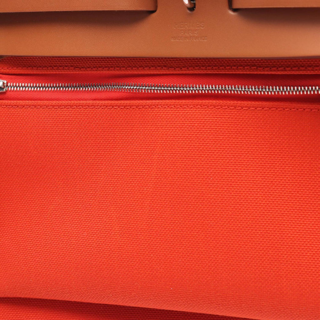 Hermes Brown Orange Canvas Handbag (Pre-Owned)