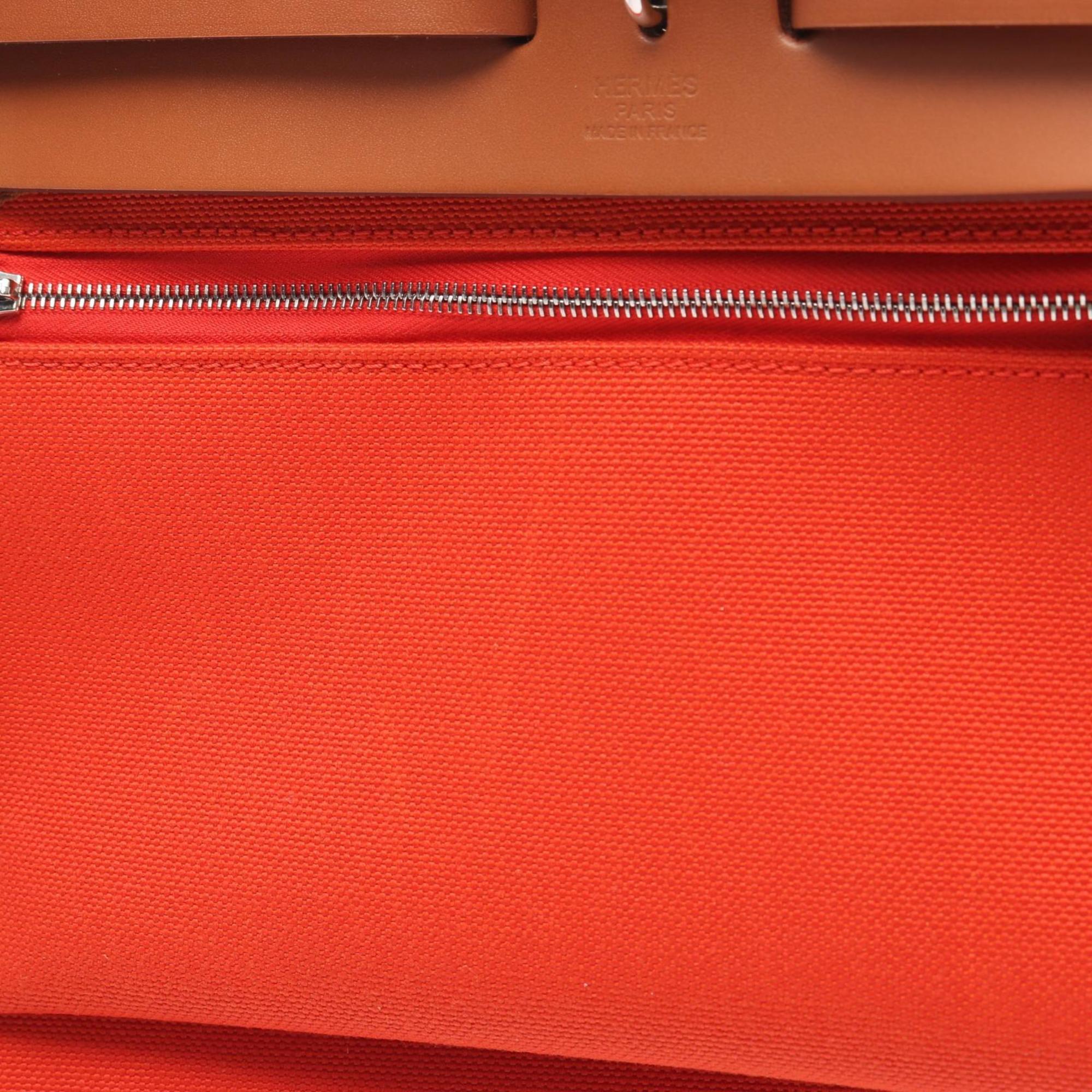 Hermes Brown Orange Canvas Handbag (Pre-Owned)