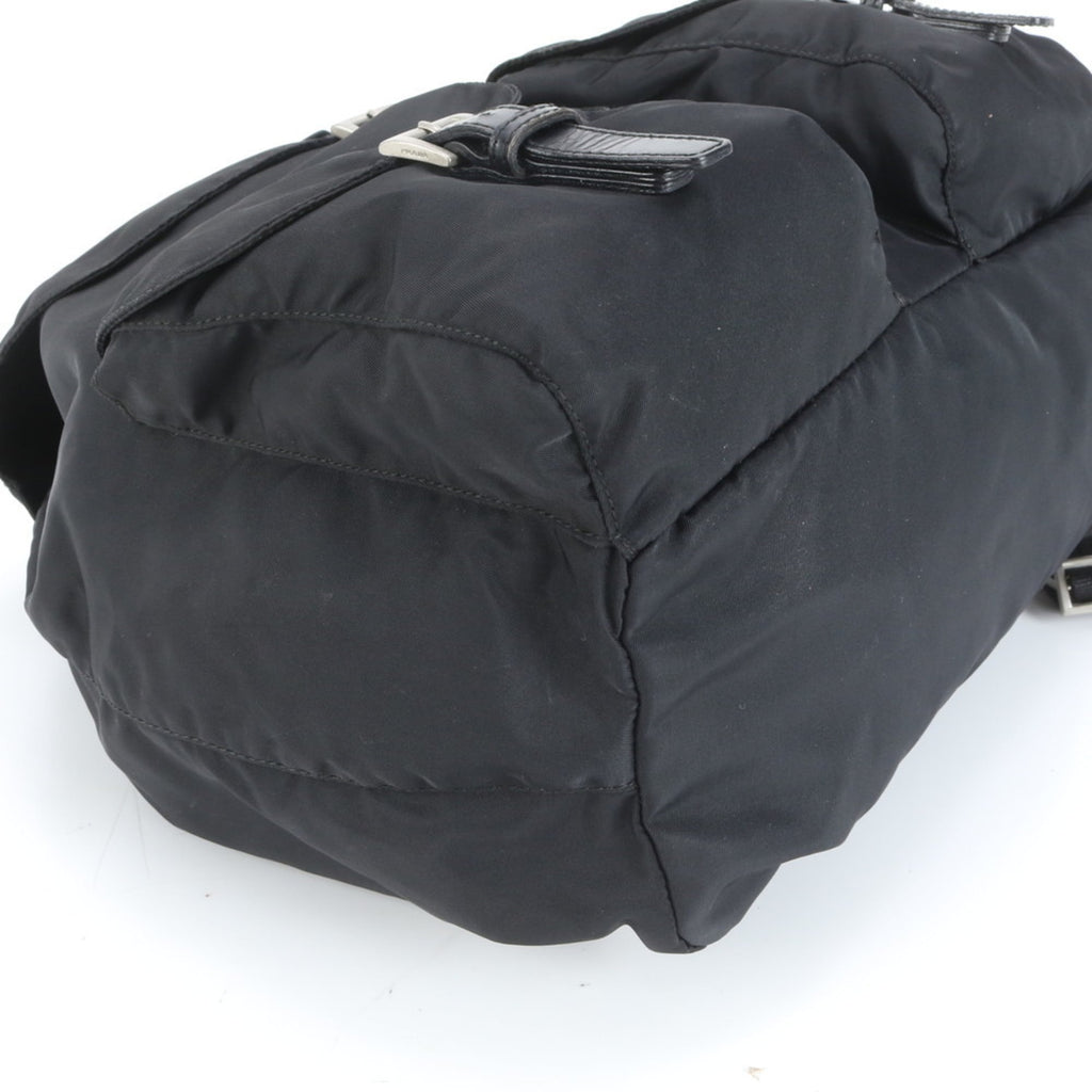 Prada Black Leather Nylon Backpack Shoulder Bag (Pre-Owned)