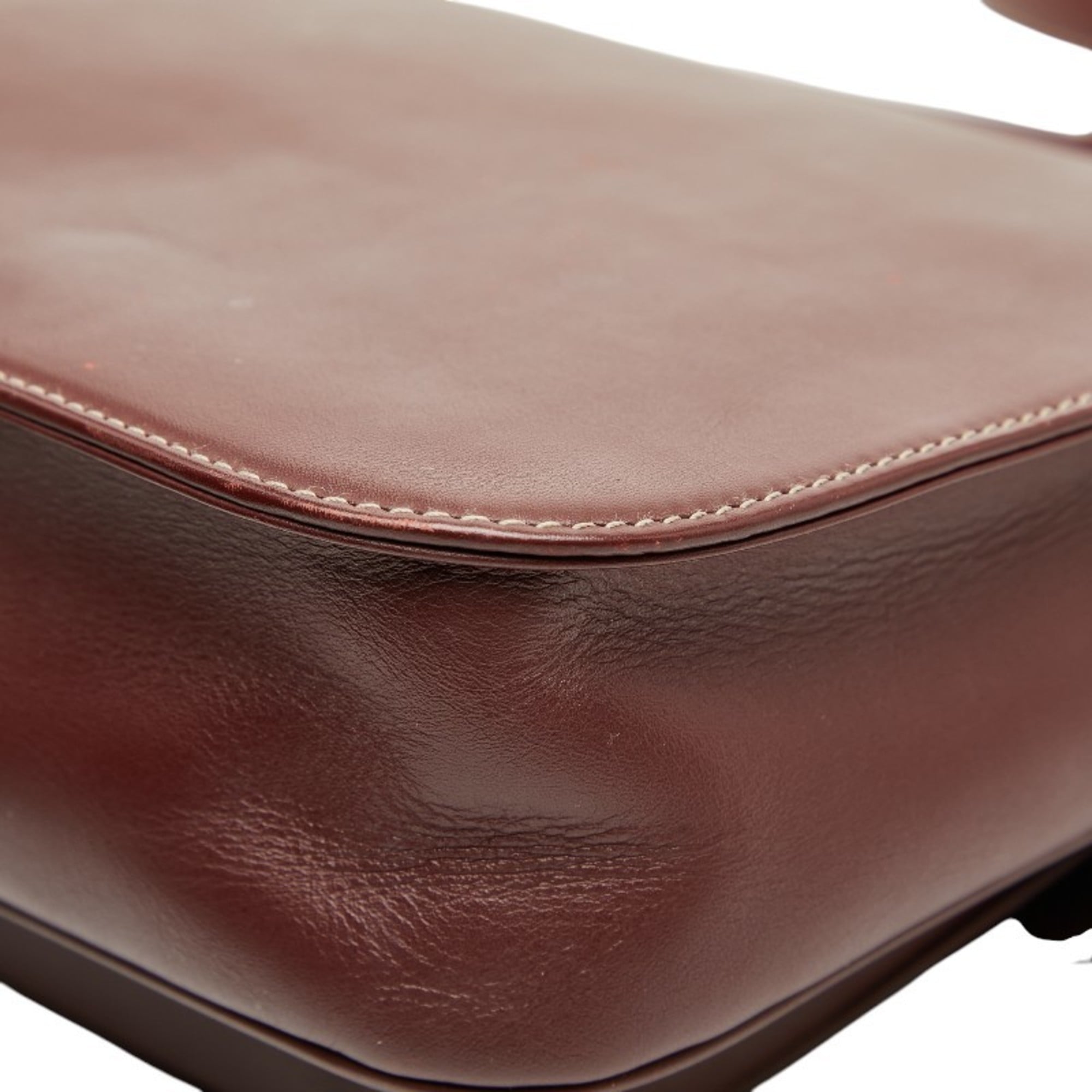 Cartier Bordeaux Wine Red Leather Shoulder Bag (Pre-Owned)