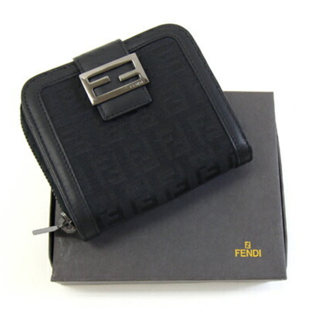 Fendi Black Canvas Leather Wallet (Bi-Fold) (Pre-Owned)