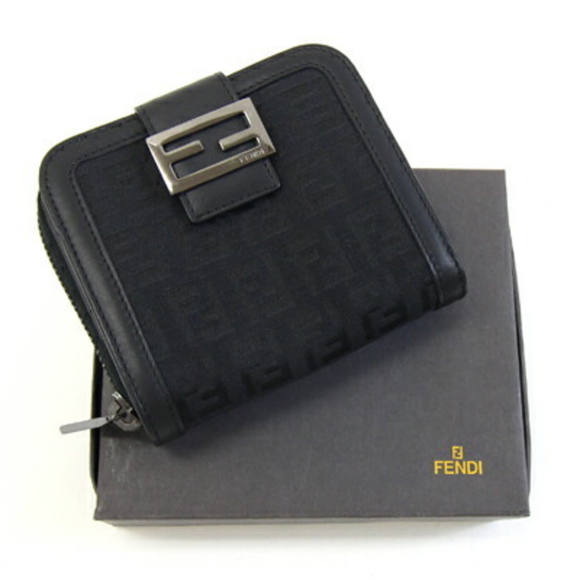 Fendi Black Canvas Leather Wallet (Bi-Fold) (Pre-Owned)