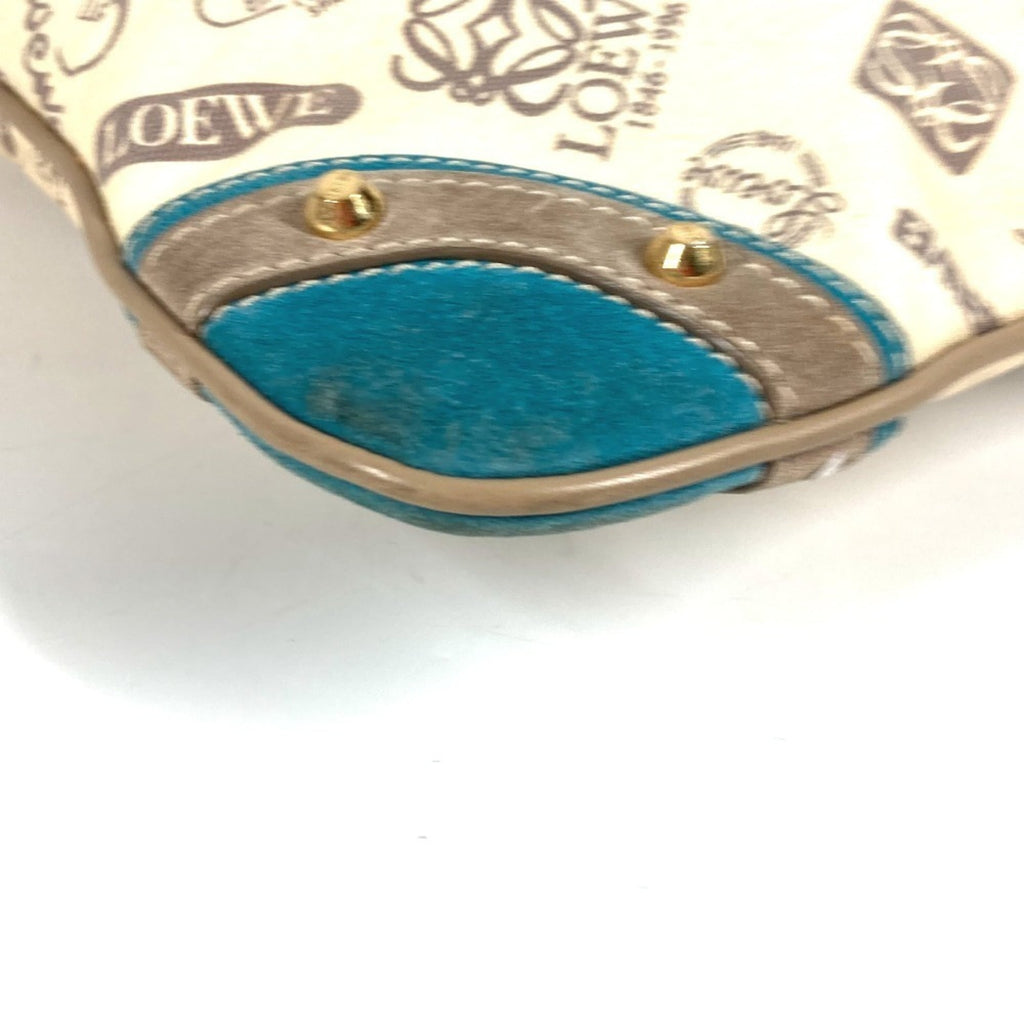 Loewe Beige Blue Canvas Leather Shoulder Bag (Pre-Owned)
