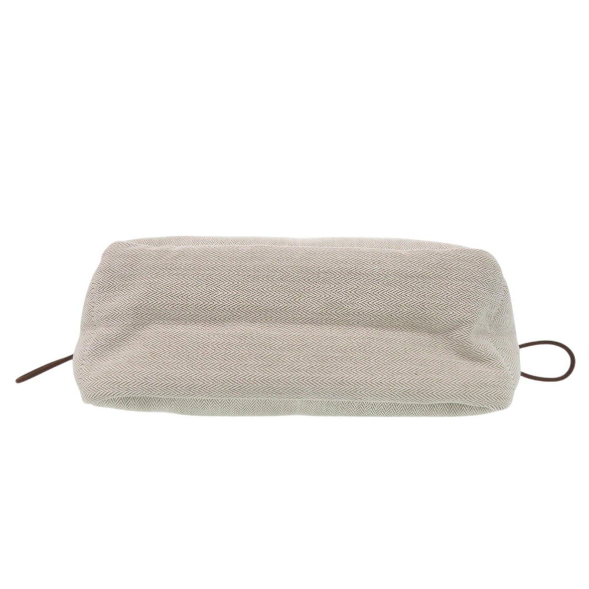 Hermes Natural Toile Chevron Leather Pouch (Pre-Owned)