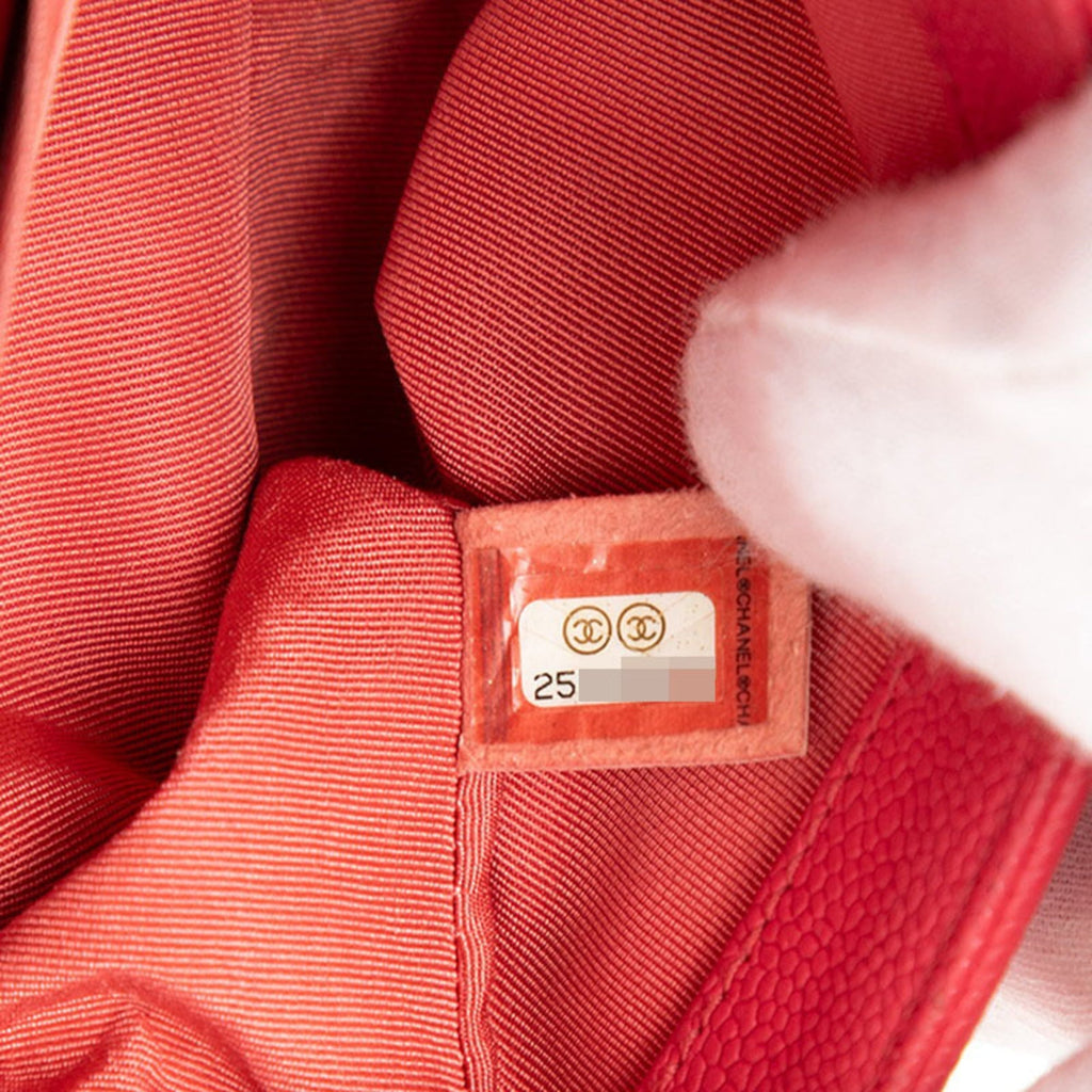 Chanel Red Color Grained Calfskin Shoulder Bag (Pre-Owned)