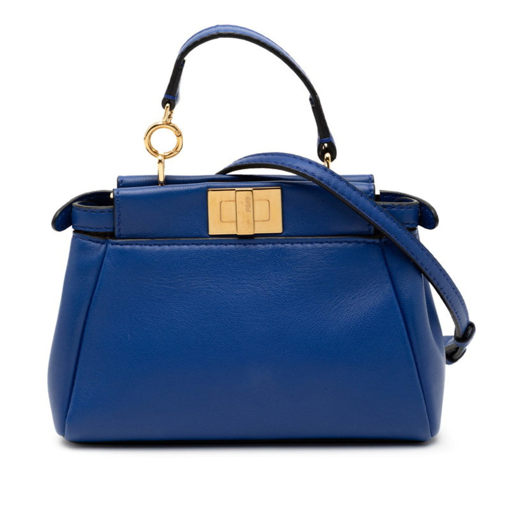 Fendi Blue Leather Handbag Shoulder Bag (Pre-Owned)