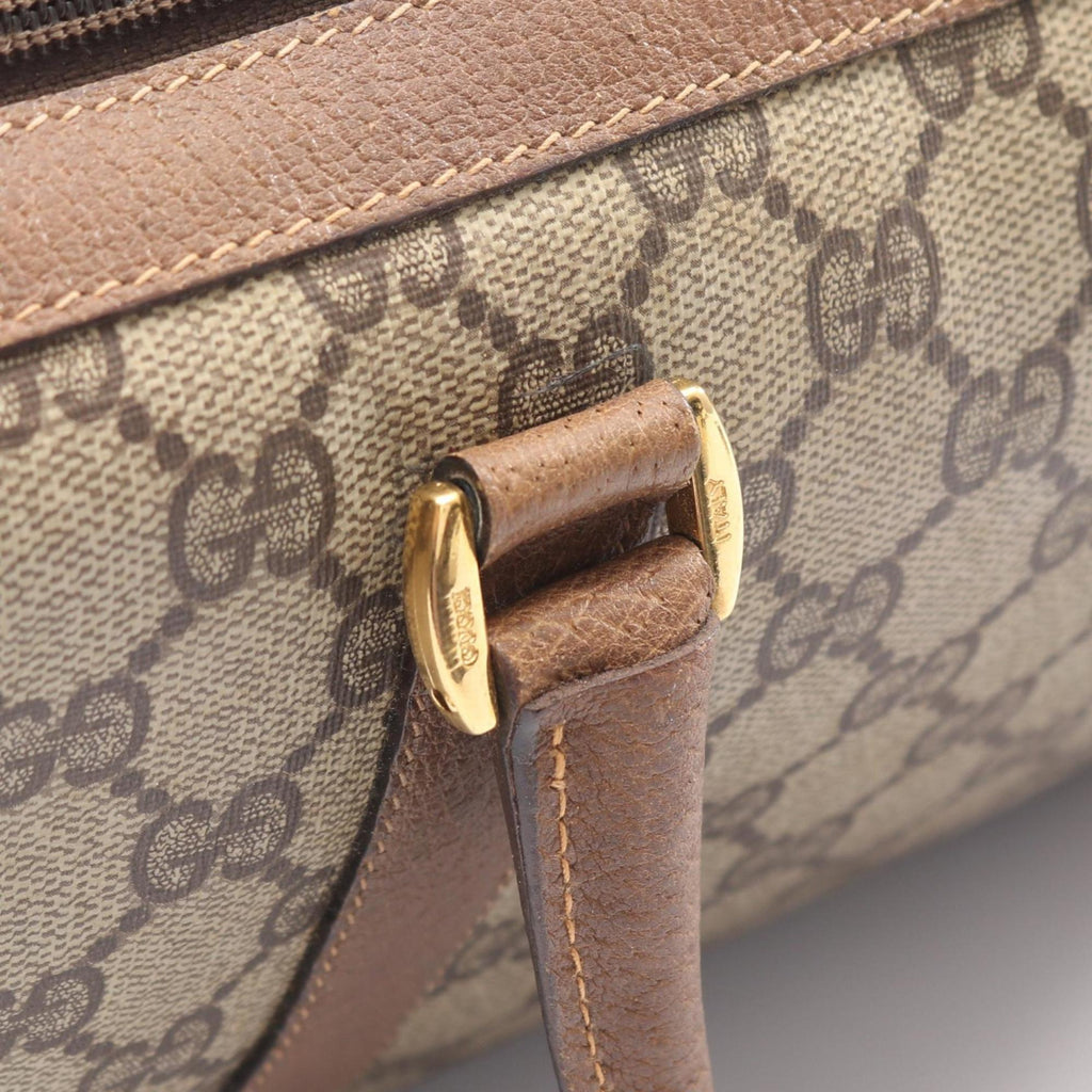 Gucci Beige Brown Pvc Coated Canvas Leather Handbag (Pre-Owned)