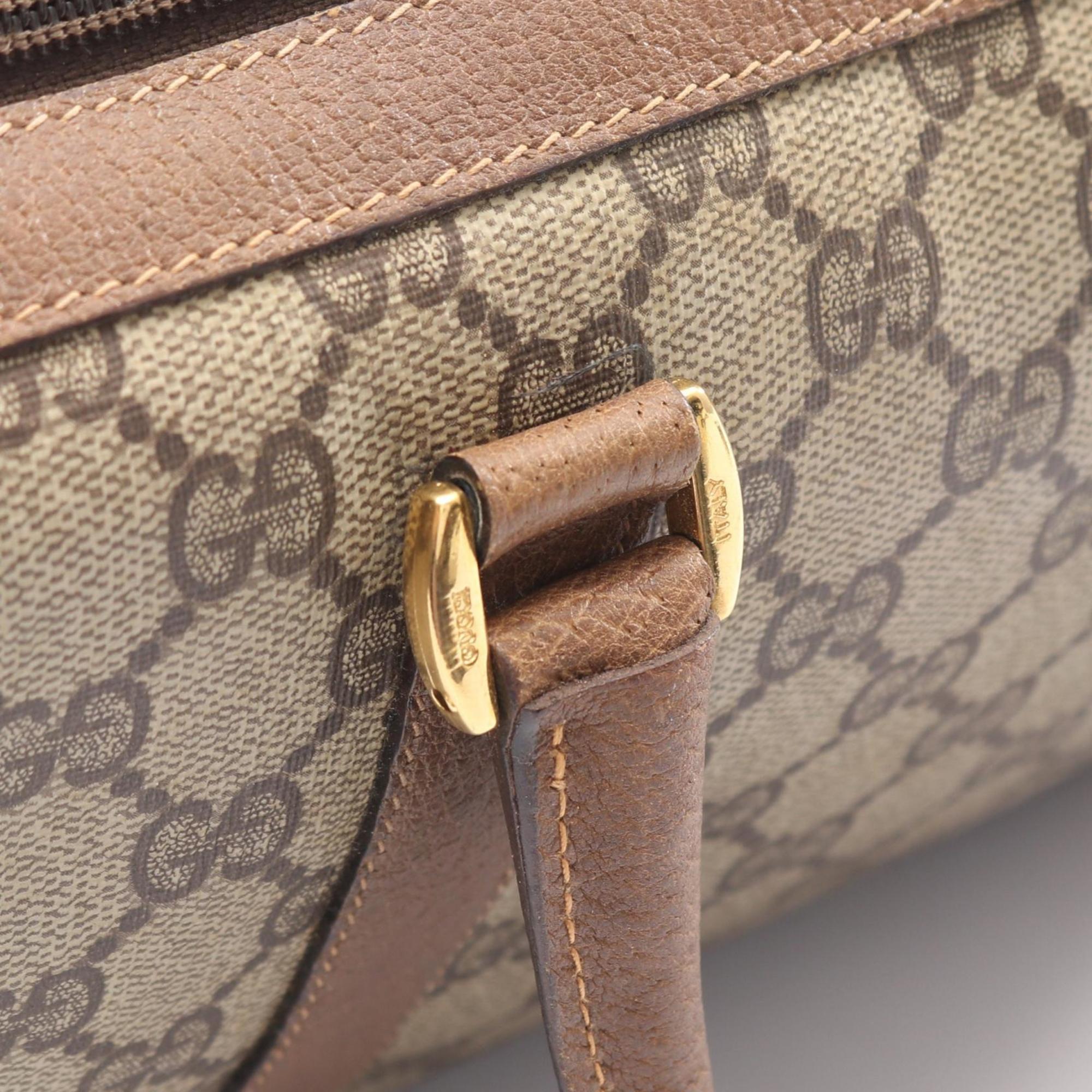 Gucci Beige Brown Pvc Coated Canvas Leather Handbag (Pre-Owned)
