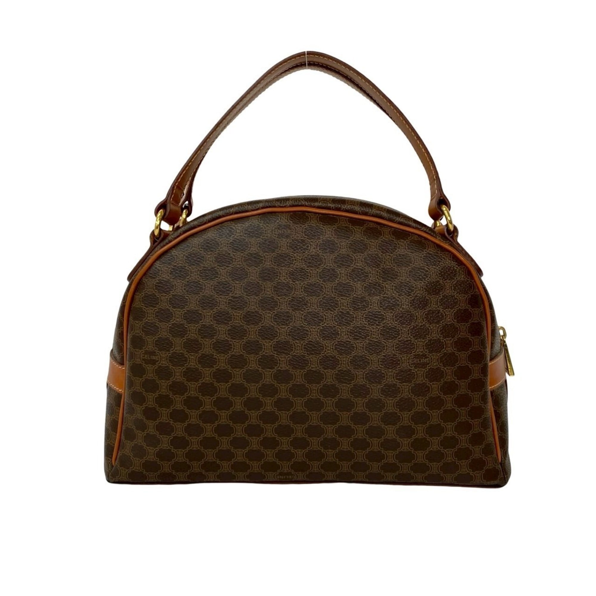 Celine Brown Leather Pvc Boston Bag Handbag (Pre-Owned)
