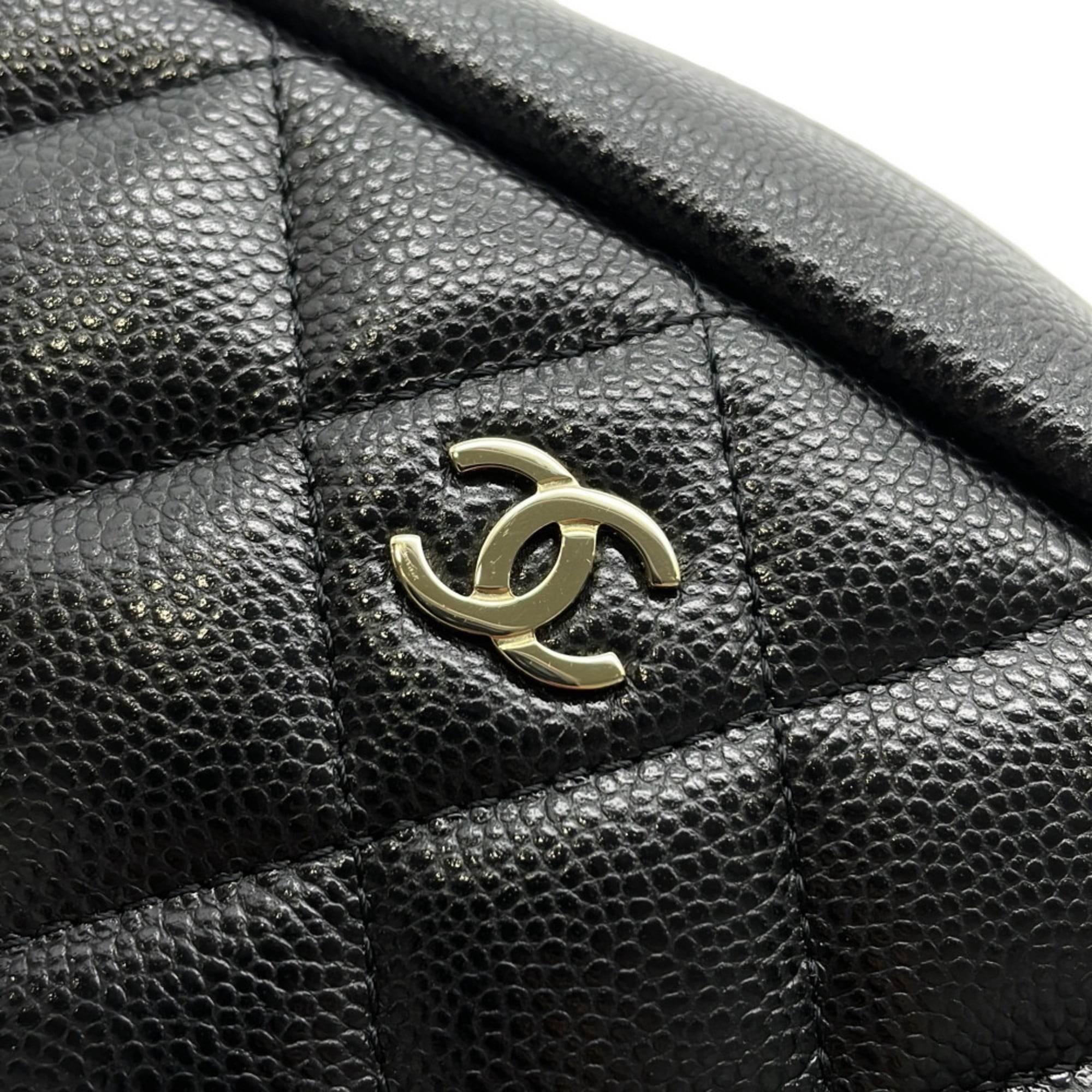 Chanel Matelasse Black Grained Calfskin Pouch (Pre-Owned)