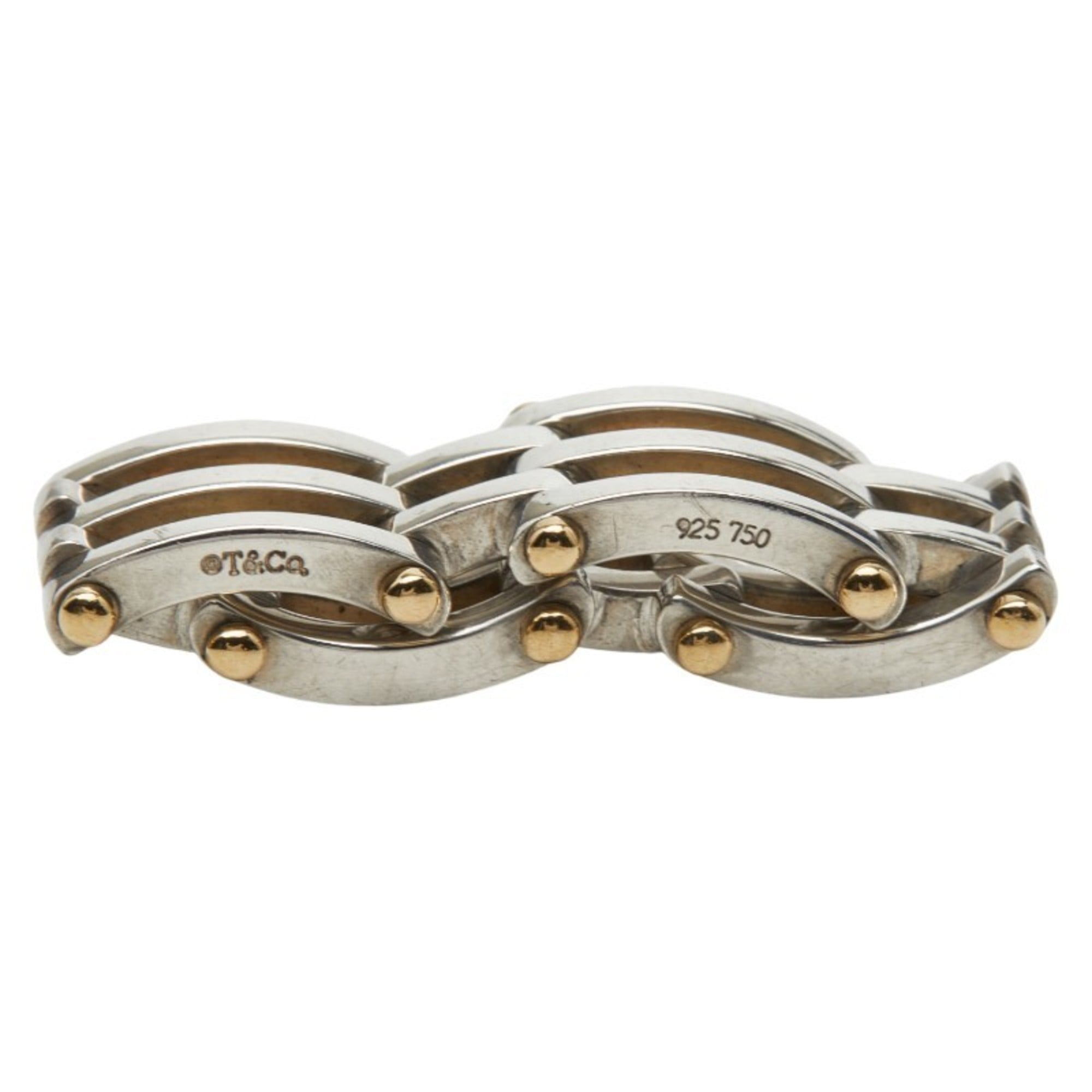 Tiffany Silver Yellow Gold Yellow Gold (18K) Silver 925 Band Ring (Pre-Owned)