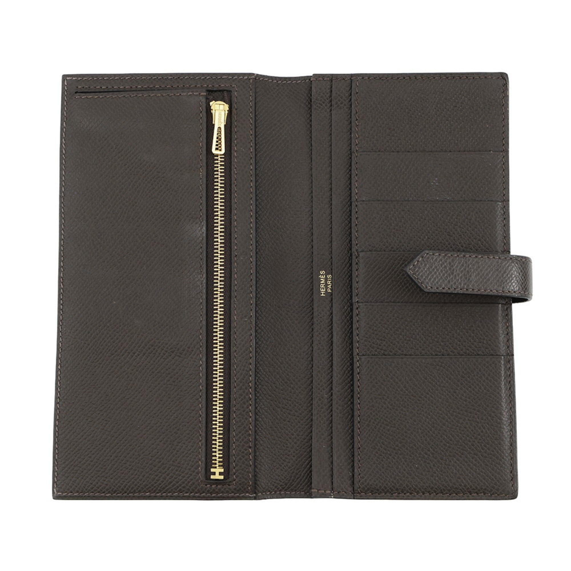 Hermes Ebene Epsom Leather Long Wallet (Bi-Fold) (Pre-Owned)
