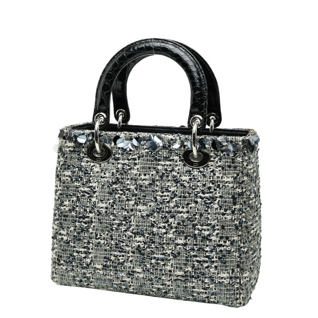 Christian Dior Black Multi-Color Tweed Leather Handbag (Pre-Owned)