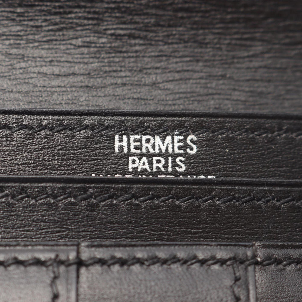 Hermes Black Box Calf Leather Long Wallet (Bi-Fold) (Pre-Owned)