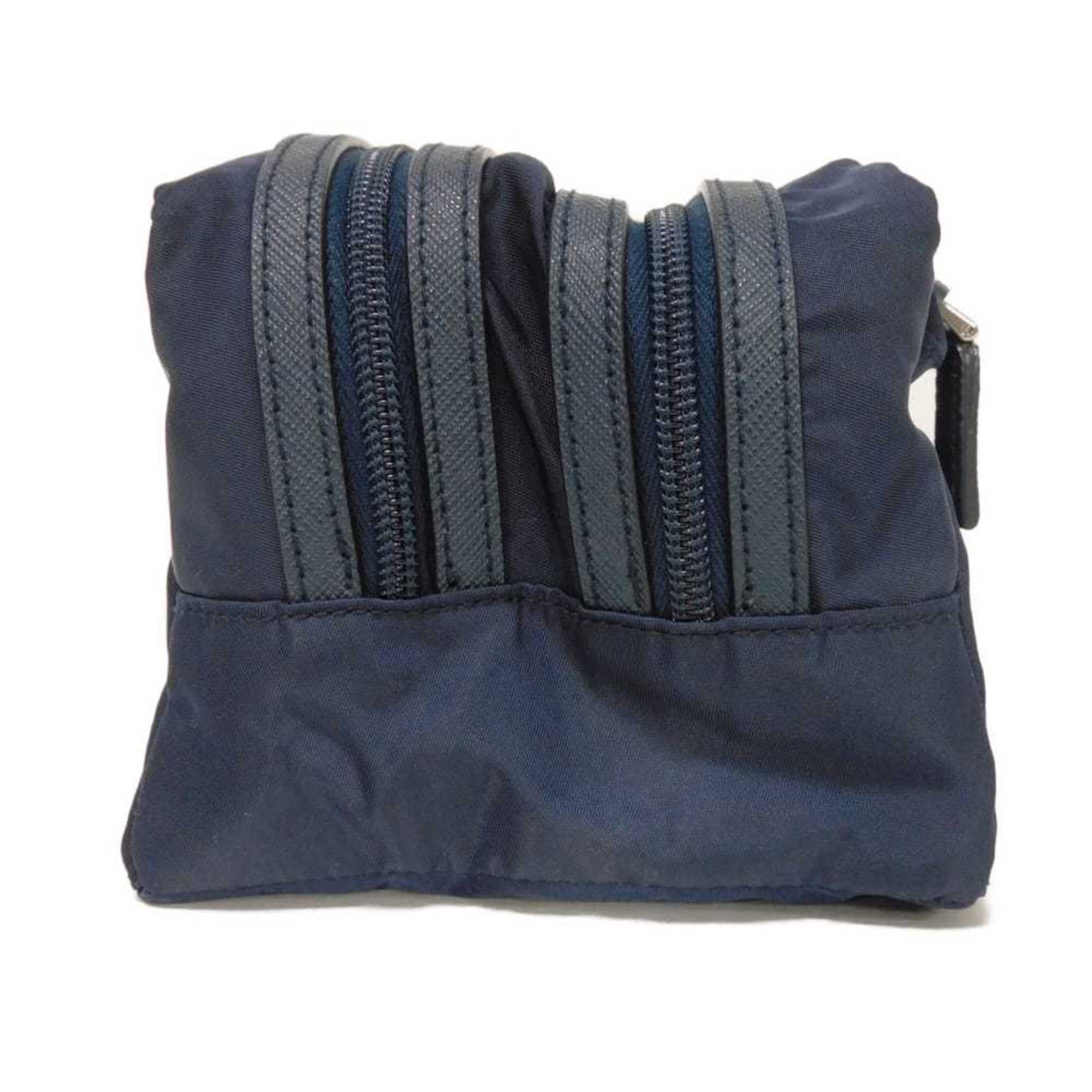 Prada Blue Nylon Clutch Bag Pouch (Pre-Owned)