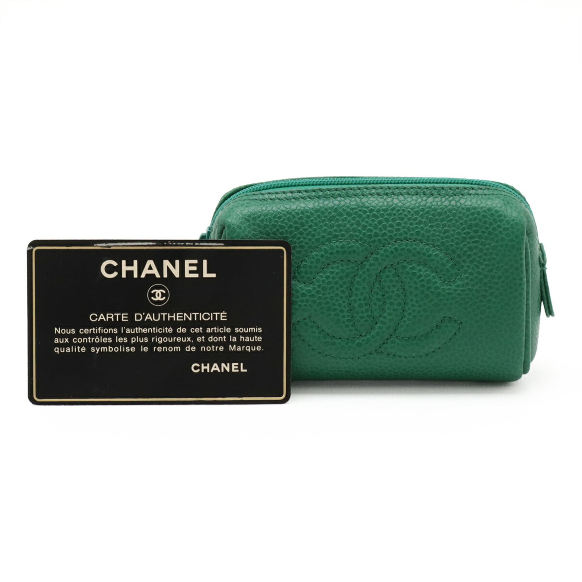 Chanel Green Grained Calfskin Pouch (Pre-Owned)