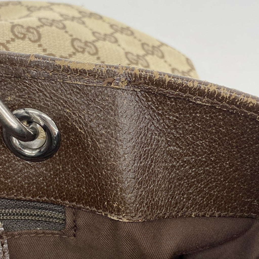 Gucci Beige Brown Canvas Tote Bag (Pre-Owned)