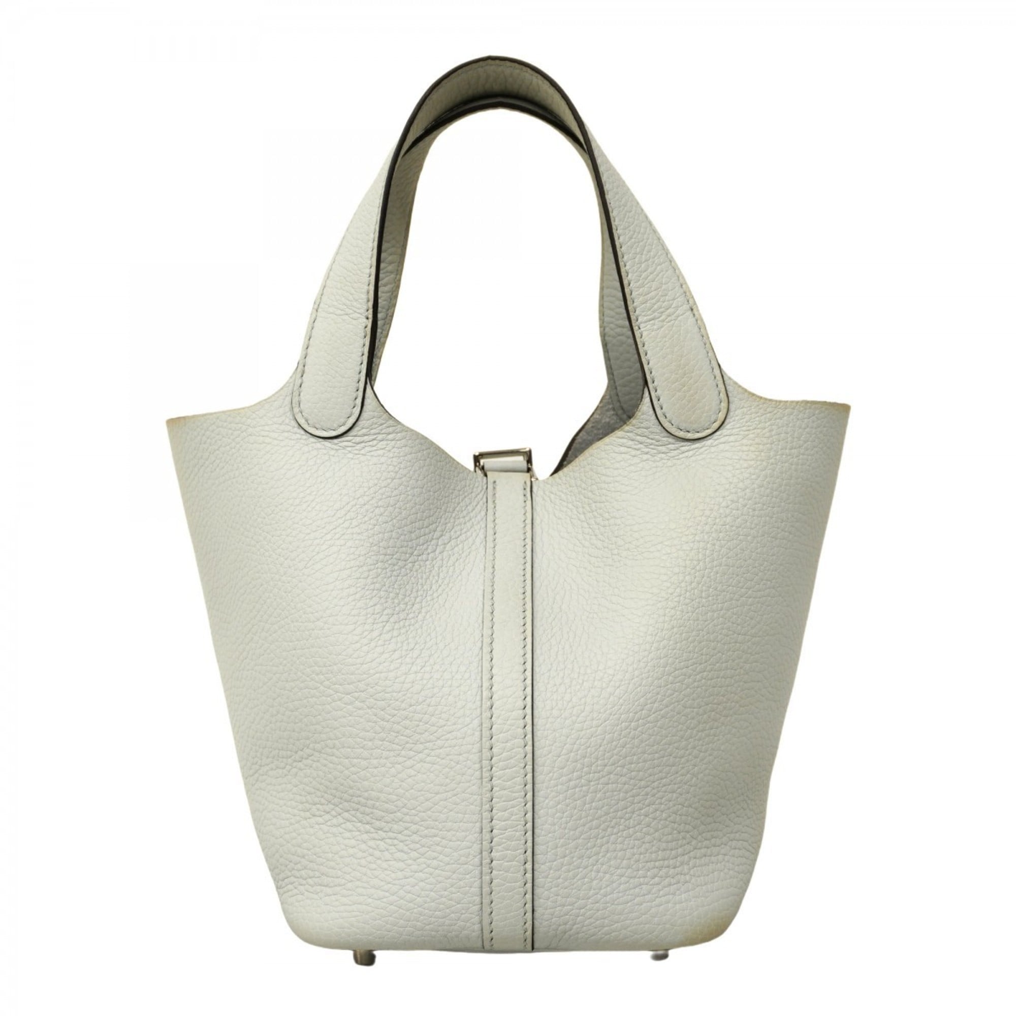 Hermes Silver Taurillon Clemence Leather Handbag (Pre-Owned)