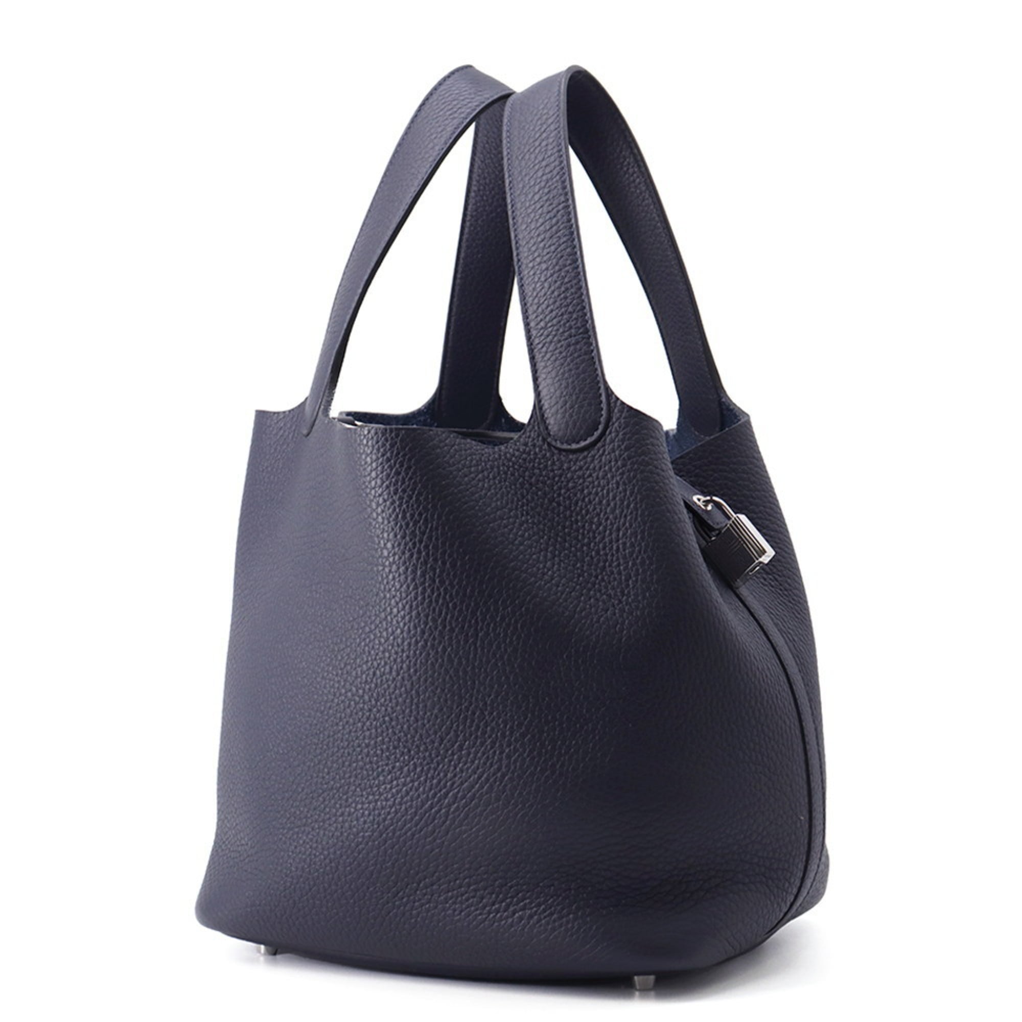 Hermes Picotin Blue Nuit Taurillon Clemence Leather Handbag (Pre-Owned)