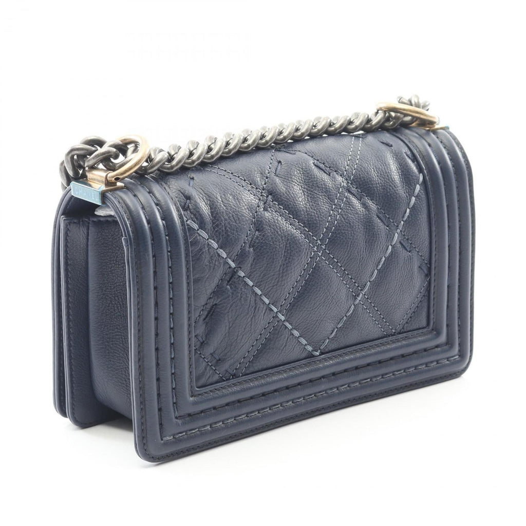 Chanel Navy Leather Shoulder Bag (Pre-Owned)